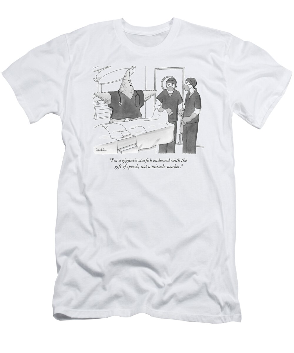 Doctor T-Shirt featuring the drawing A Giant Starfish In An Operating Room by Charlie Hankin