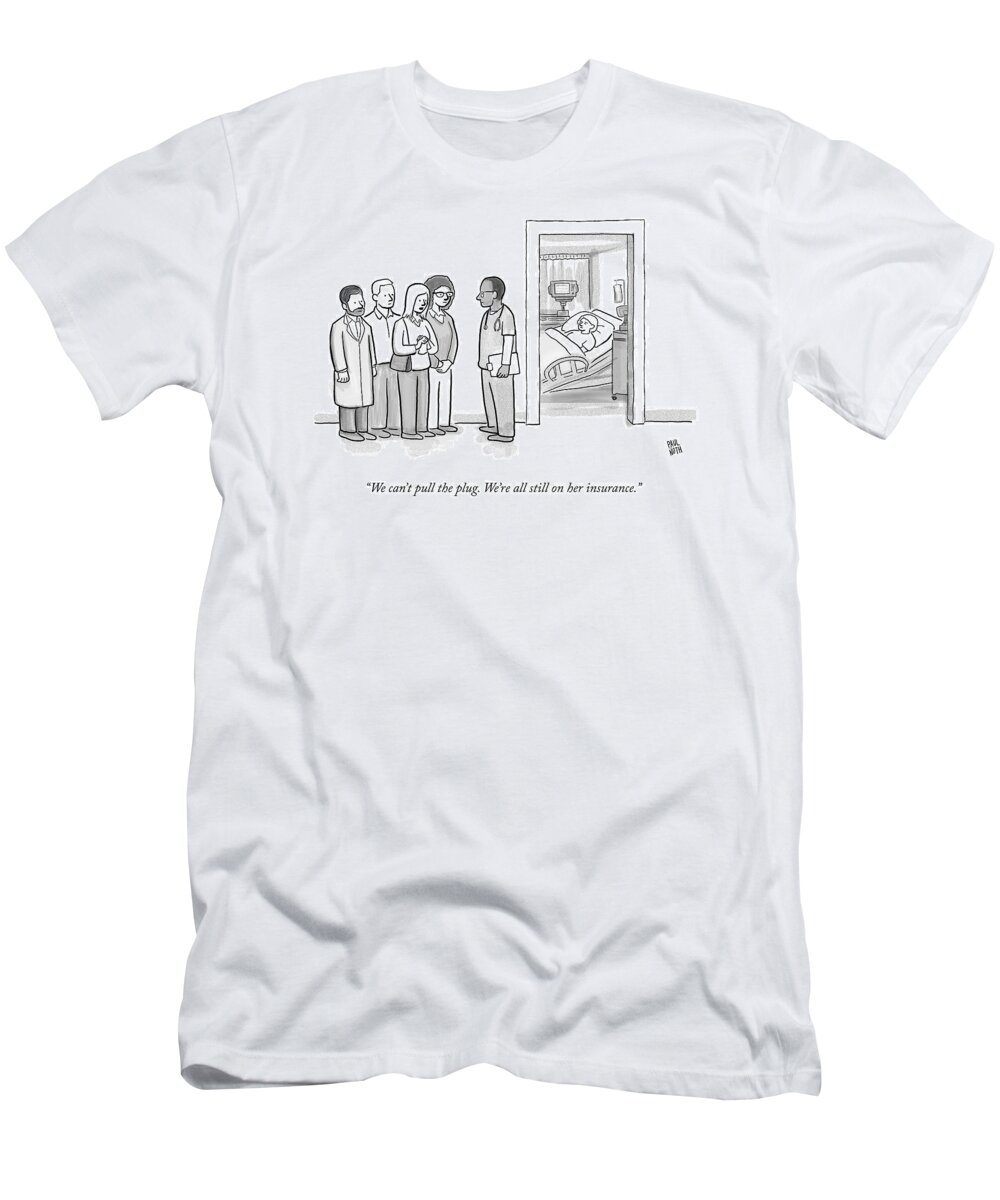 Death T-Shirt featuring the drawing A Group Of People Talk To A Doctor by Paul Noth