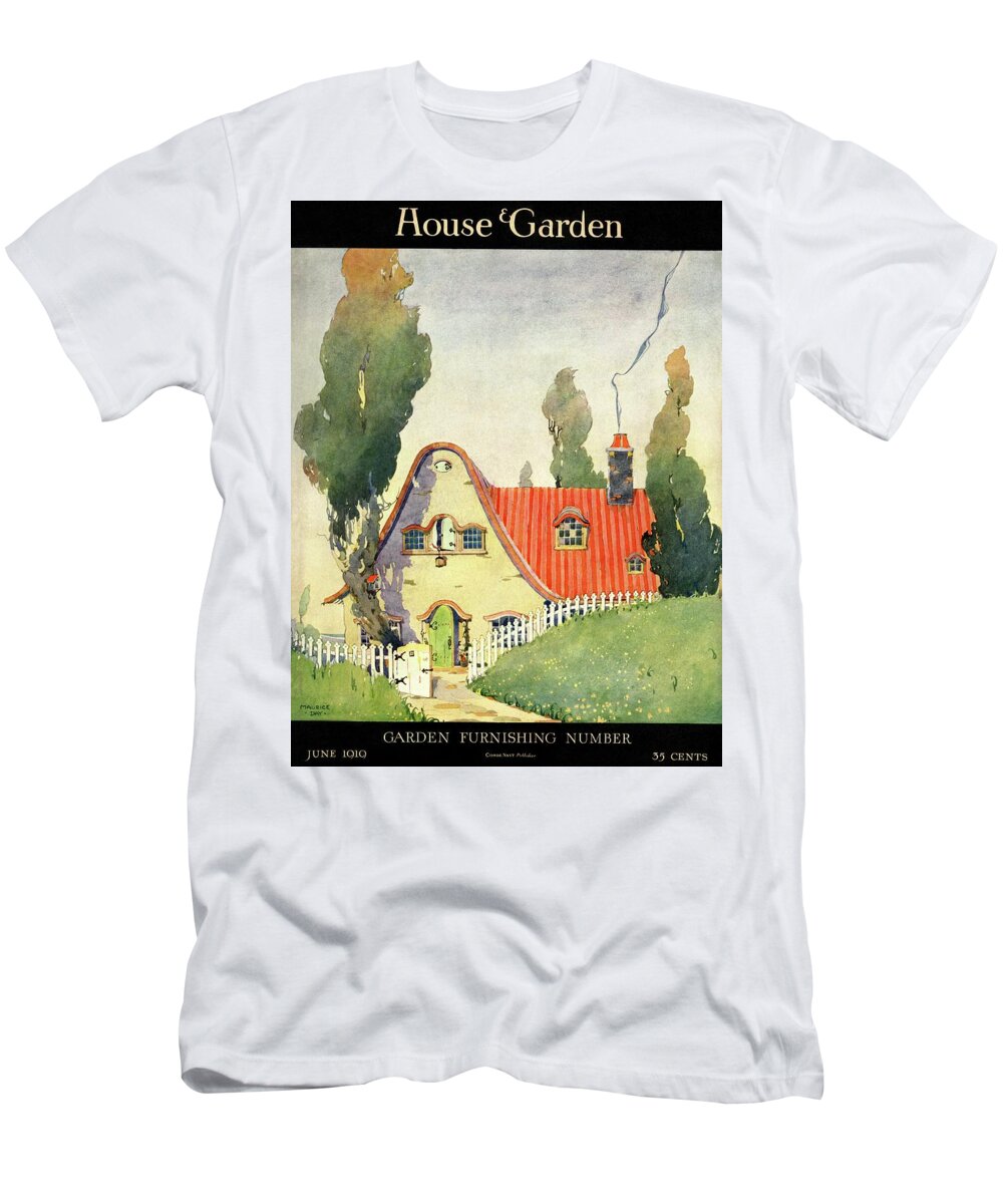 Illustration T-Shirt featuring the photograph A House And Garden Cover Of A Cottage by Maurice Day