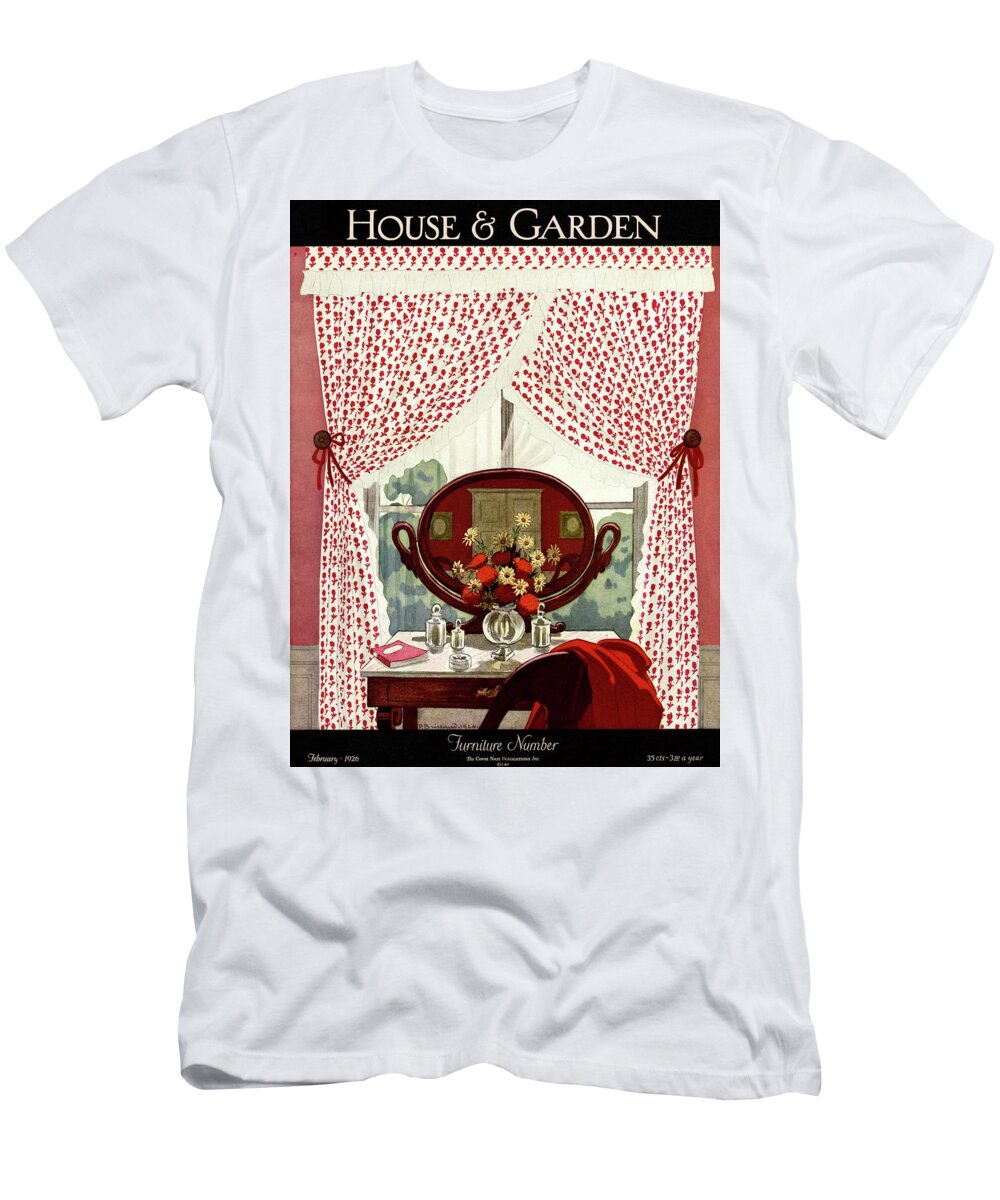 Illustration T-Shirt featuring the photograph A House And Garden Cover Of A Mirror by Pierre Brissaud