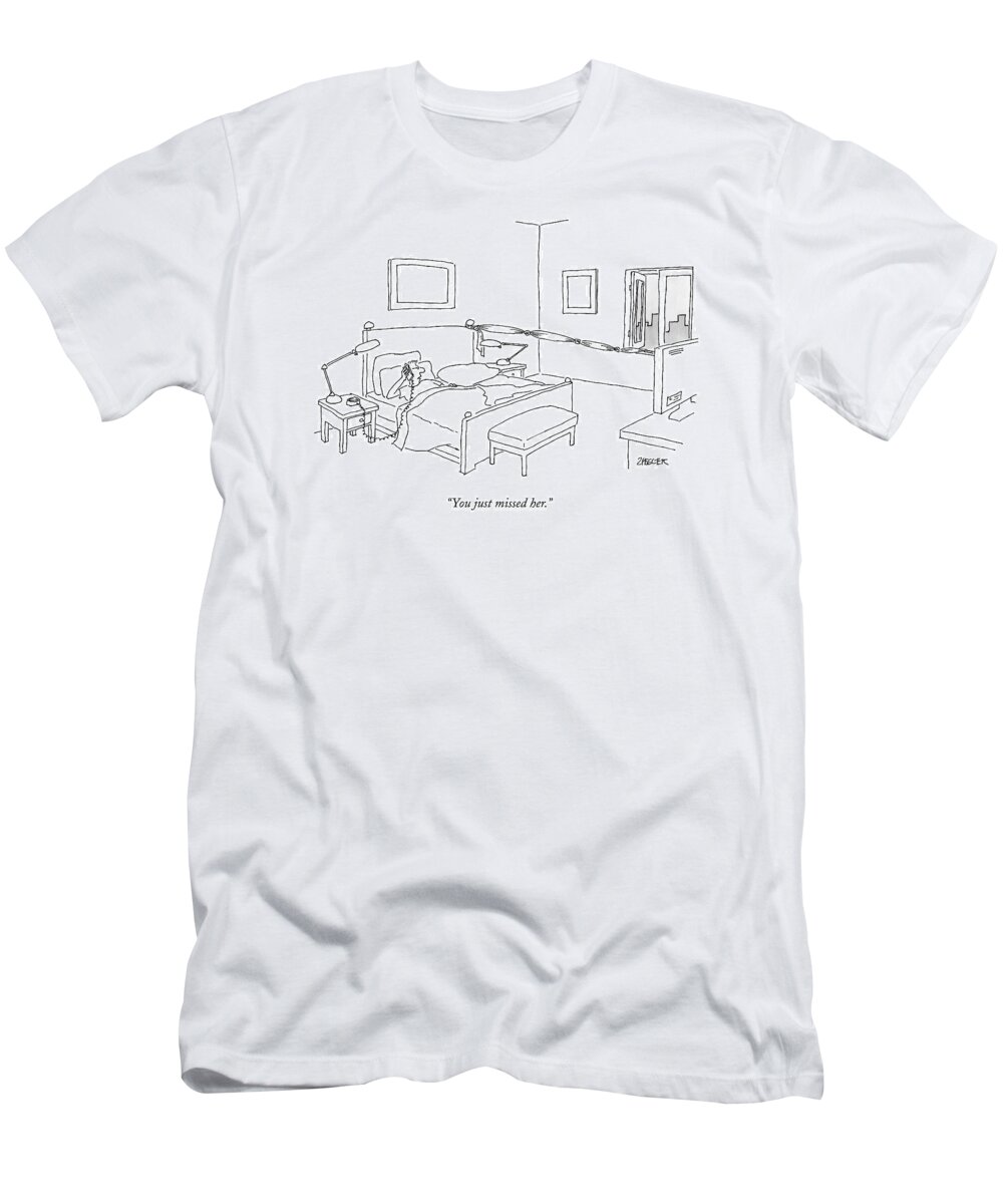 Affair T-Shirt featuring the drawing A Husband Speaks On The Phone by Jack Ziegler