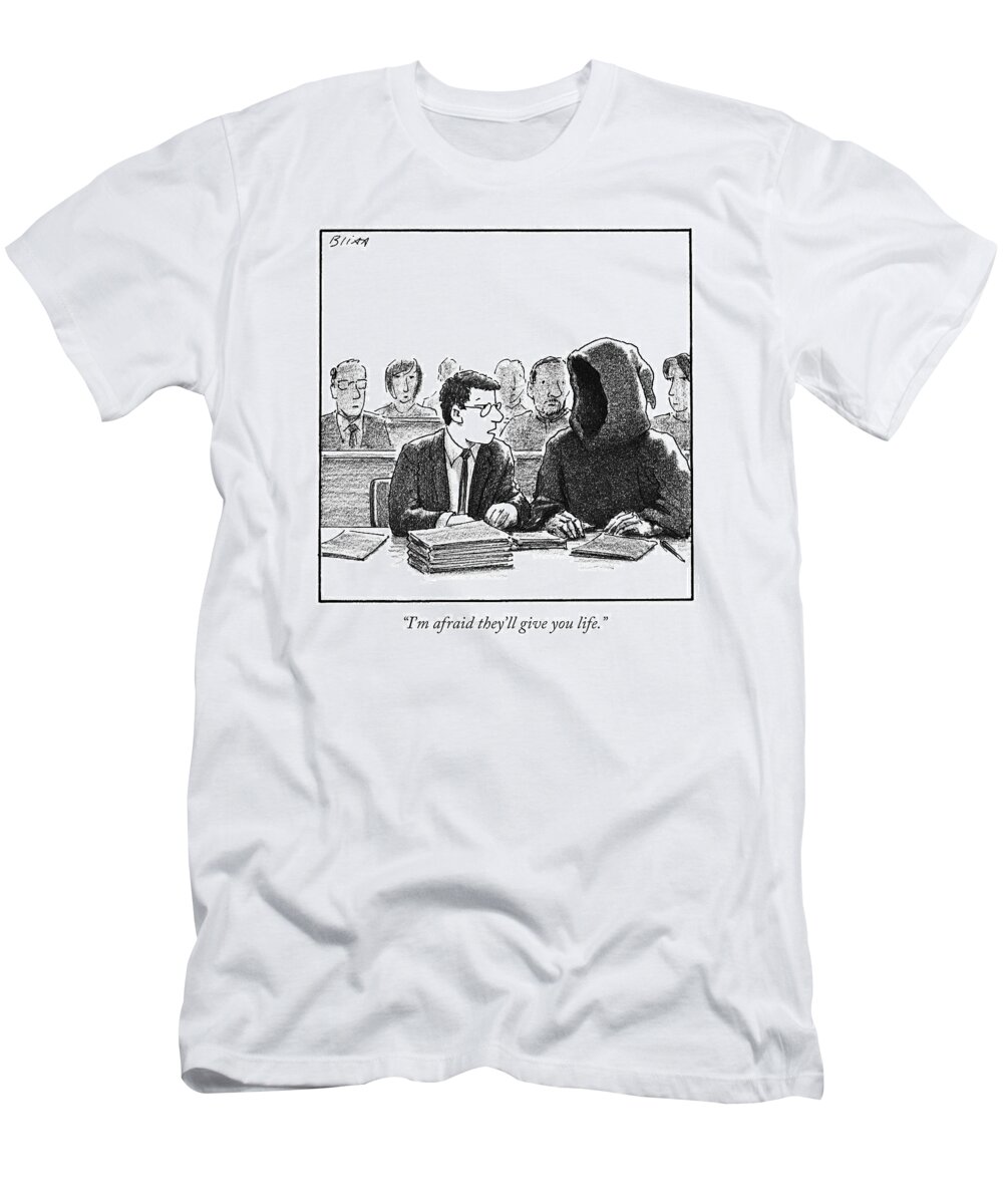 Lawyer T-Shirt featuring the drawing A Lawyer Talks To His Client by Harry Bliss