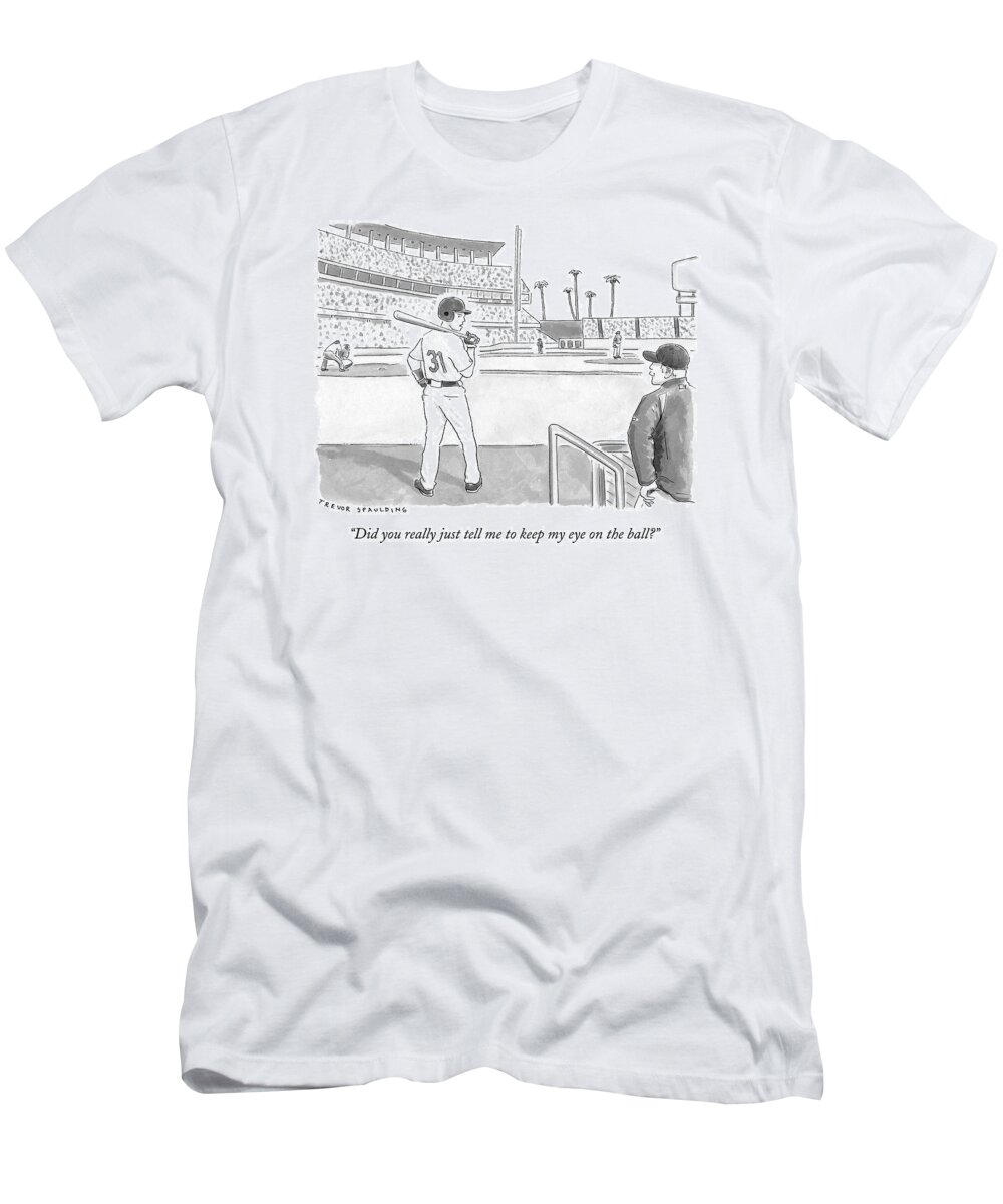 Baseball T-Shirt featuring the drawing A Major League Baseball Player On Deck by Trevor Spaulding