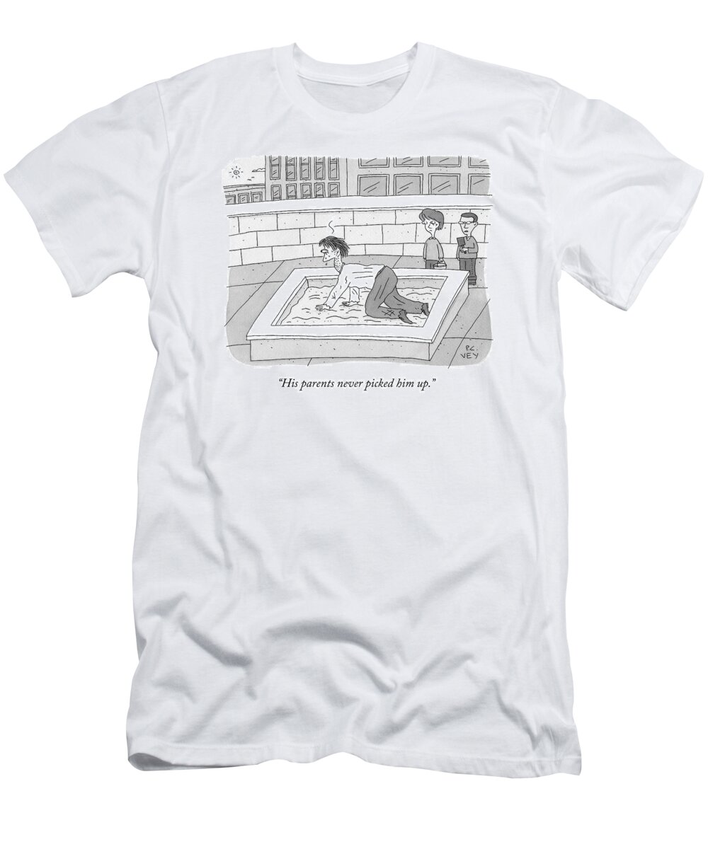 Cctk T-Shirt featuring the drawing A Man Crawling Through A Sandbox Like A Desert by Peter C. Vey