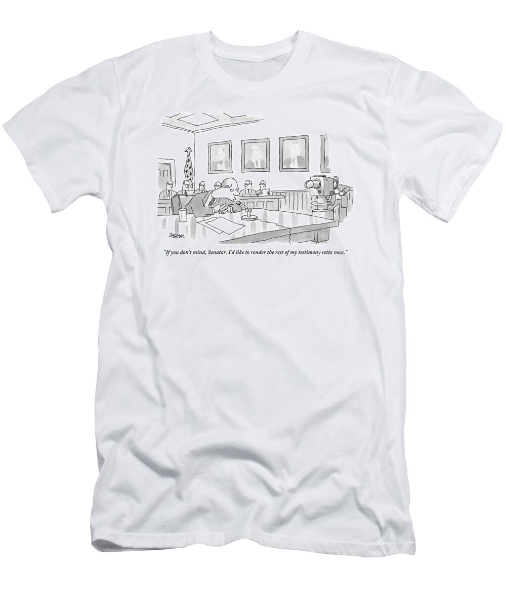 Washington Dc T-Shirt featuring the drawing A Man Giving Testimony At A Government Hearing by Jack Ziegler