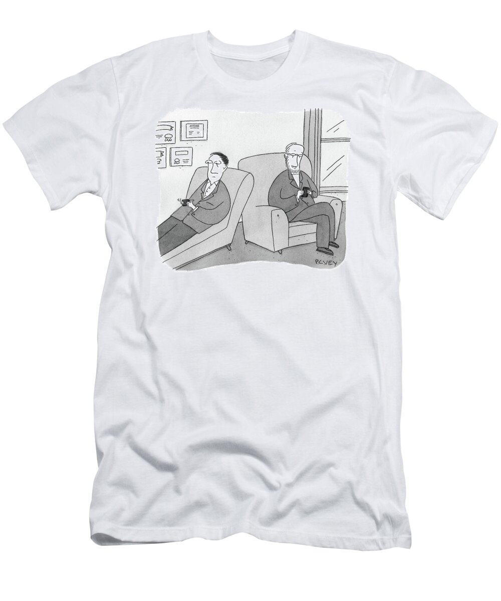 Therapy T-Shirt featuring the drawing A Man Is On The Couch In His Therapist's Office by Peter C. Vey