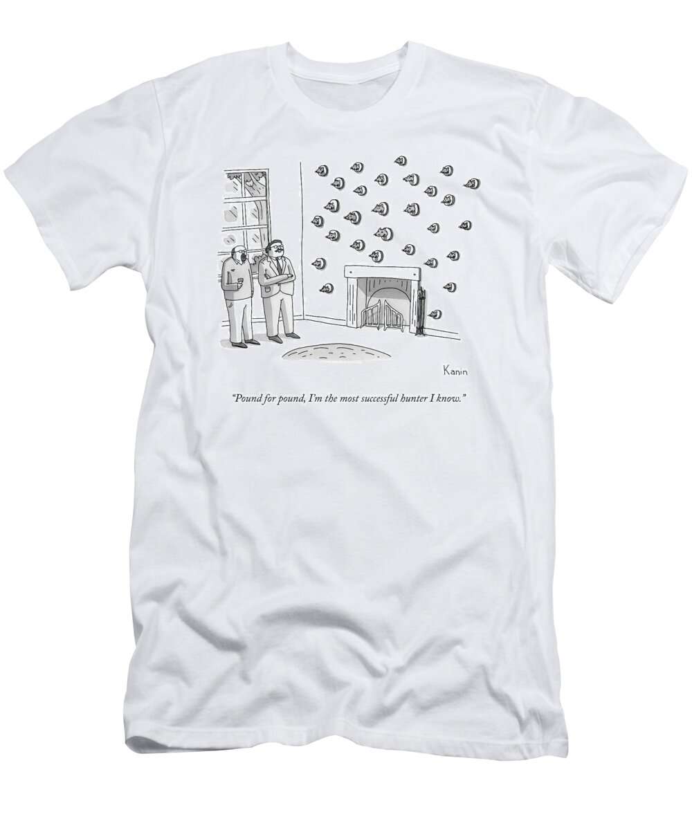 Taxidermy T-Shirt featuring the drawing A Man Shows His Friend A Wall Covered In Dozens by Zachary Kanin