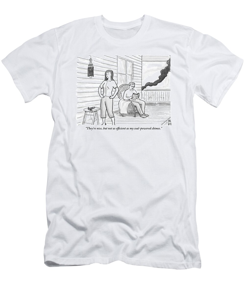 Porch T-Shirt featuring the drawing A Man Sits On The Porch by Paul Noth