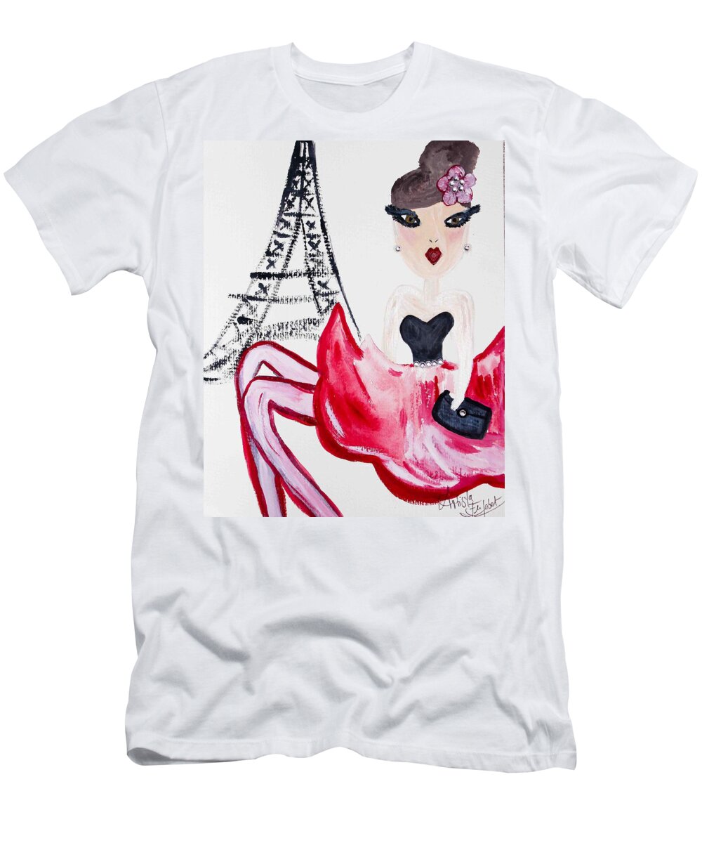 Art T-Shirt featuring the mixed media A night in Paris by Artista Elisabet
