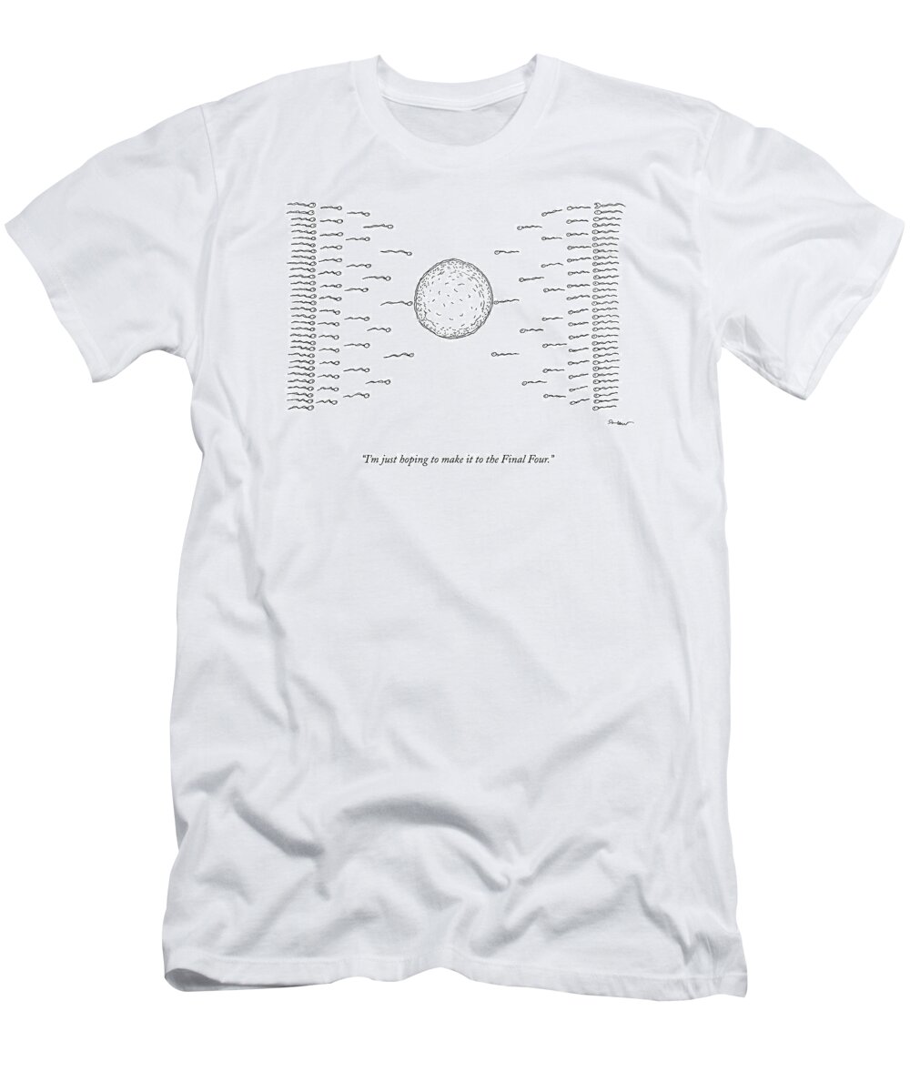 March Madness T-Shirt featuring the drawing A Number Of Sperms Approach An Egg In The Shape by Michael Shaw