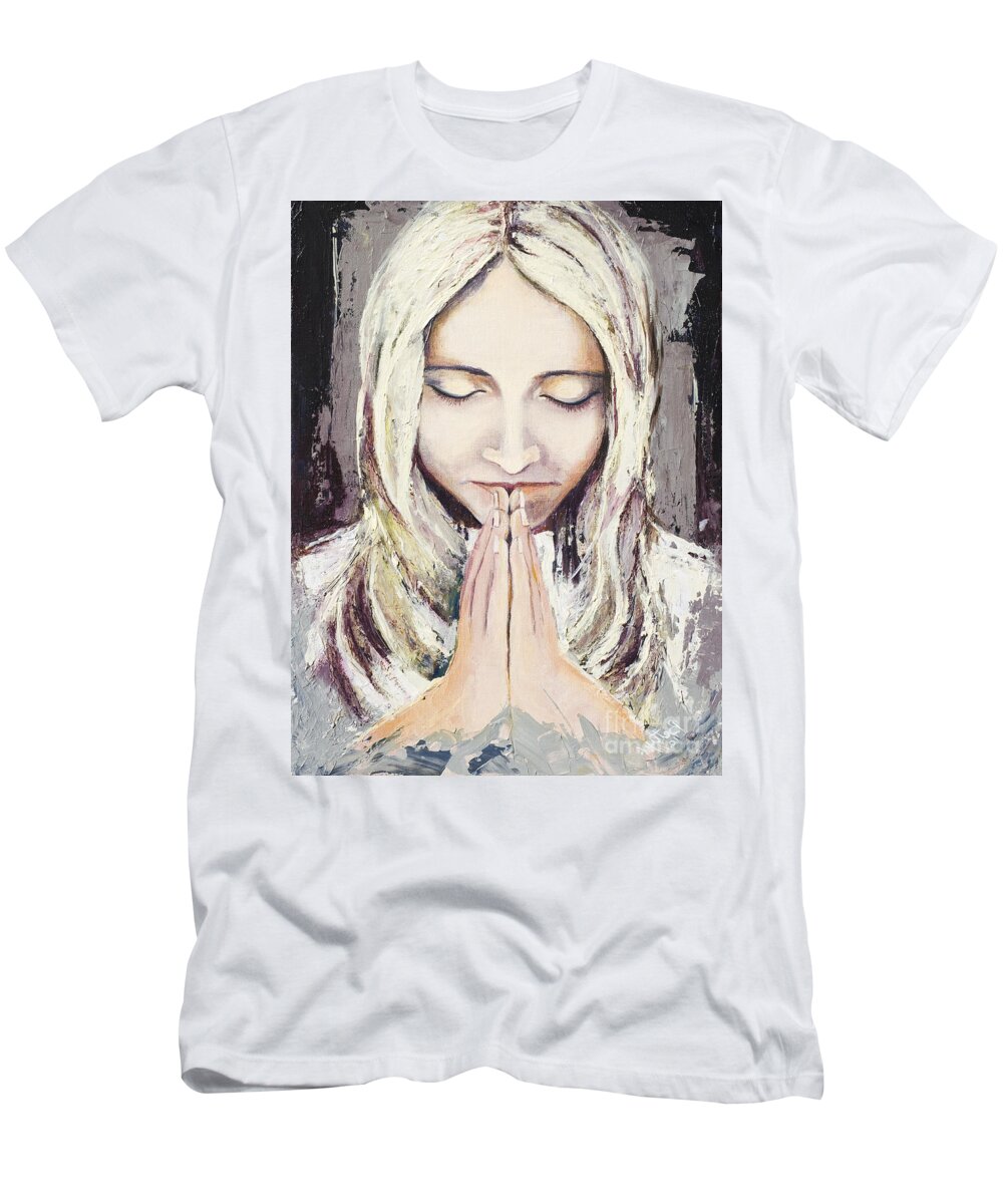 Acrylic T-Shirt featuring the painting A Prayer... by Elisabeta Hermann