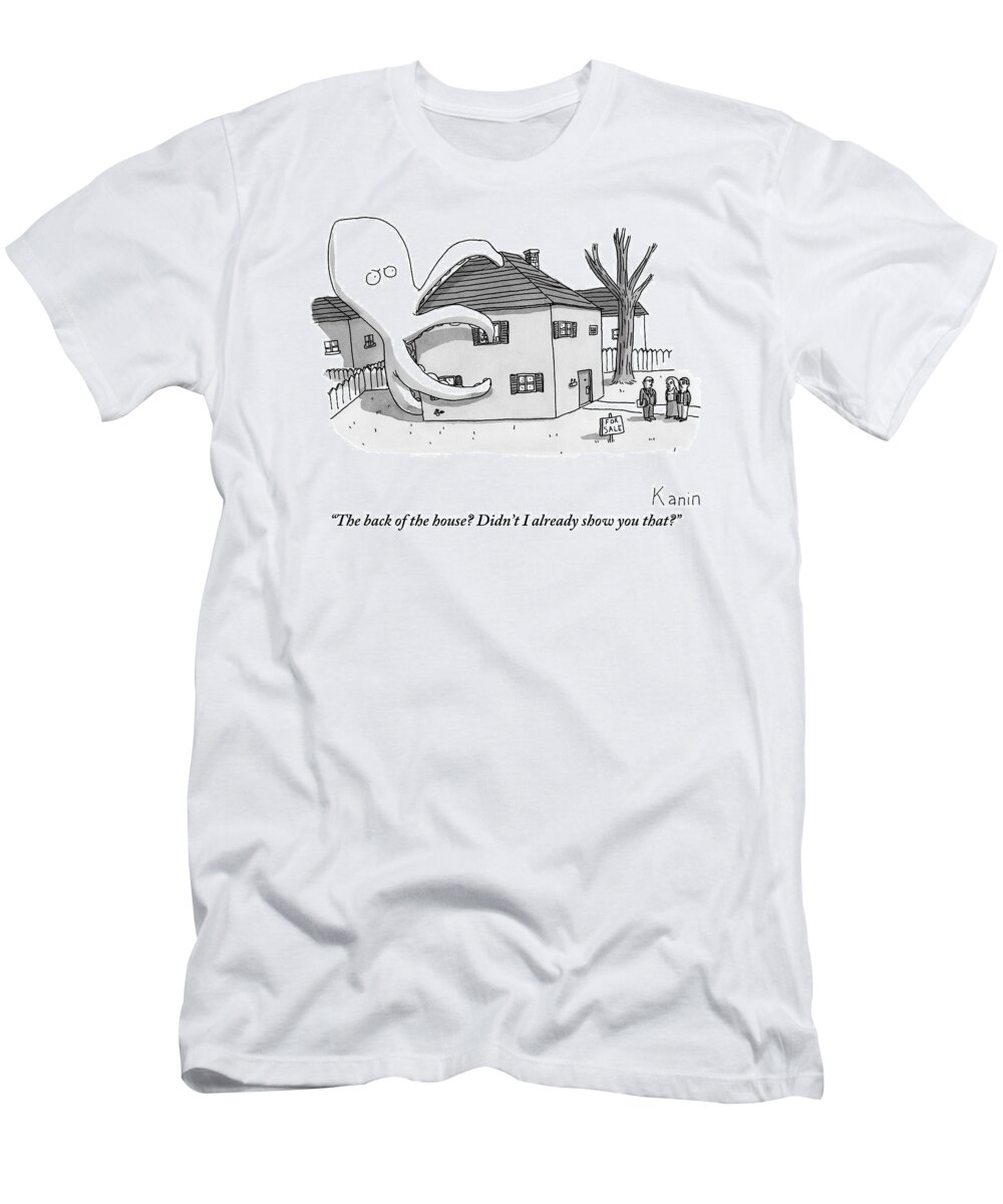 Real Estate T-Shirt featuring the drawing A Real Estate Agent Tries To Hide From Potential by Zachary Kanin