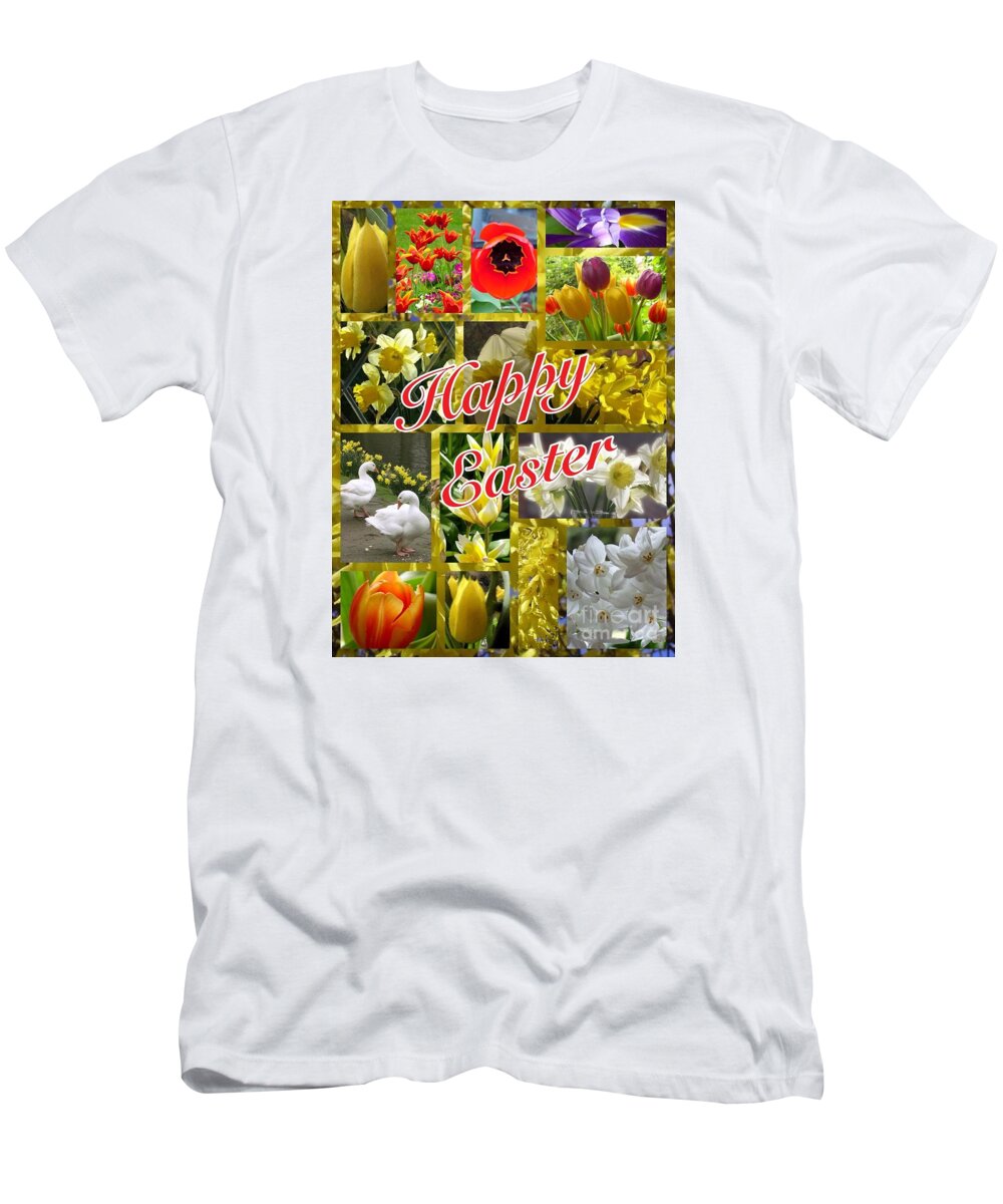 Easter Greeting T-Shirt featuring the photograph A Spring Flowers Easter Greeting by Joan-Violet Stretch