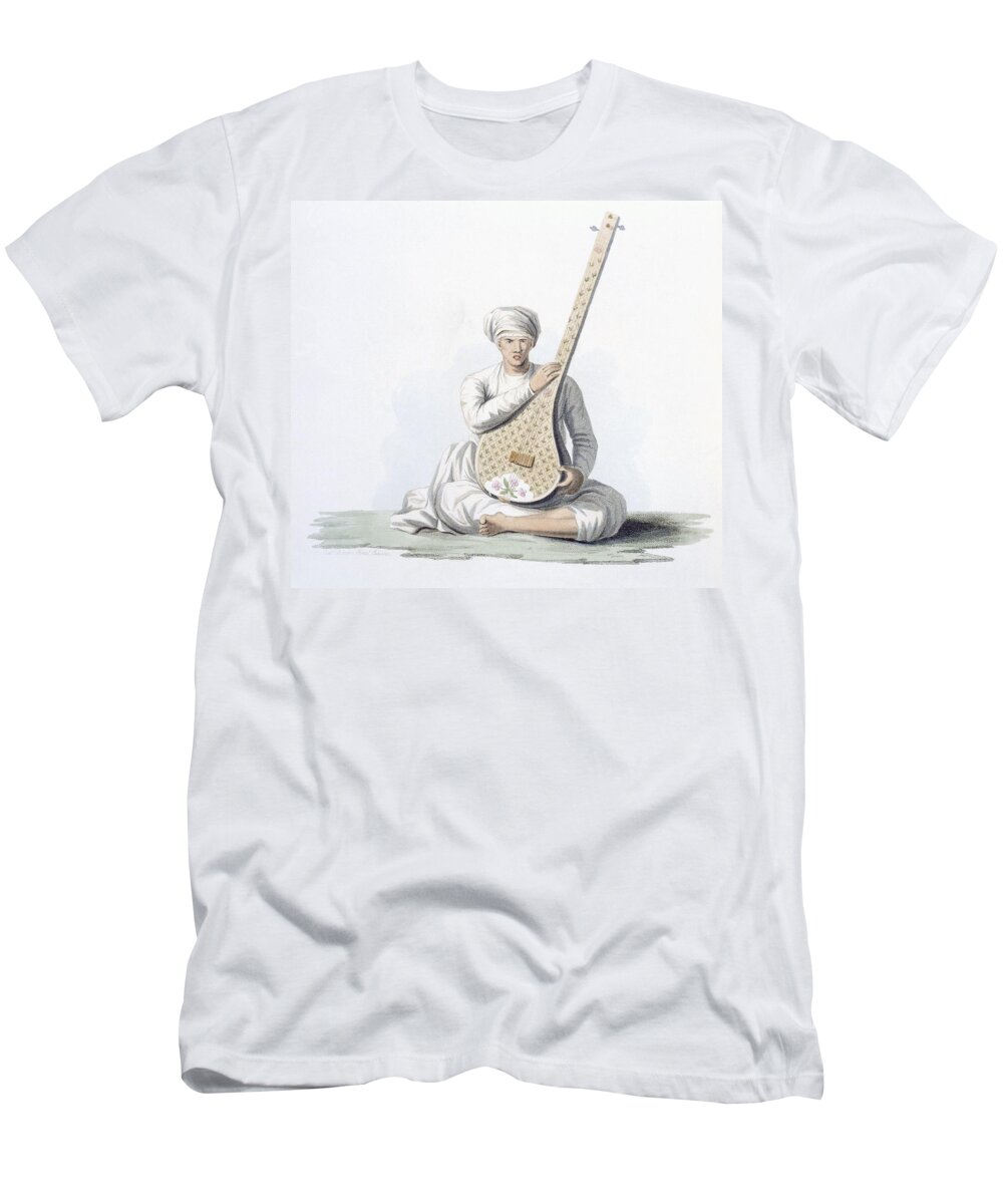Tumboora T-Shirt featuring the painting A Tumboora, Musical Instrument Played by Franz Balthazar Solvyns
