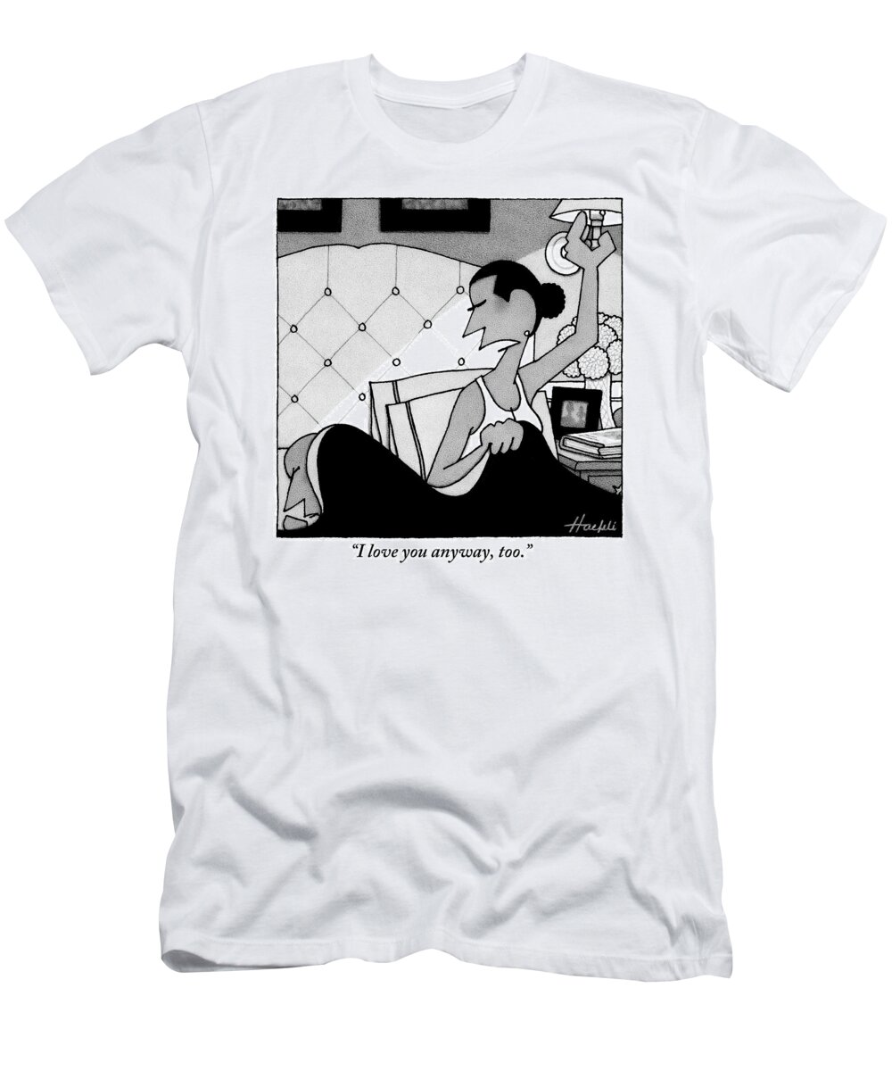 Bedroom Scenes T-Shirt featuring the drawing A Wife To Her Husband Before She Turns by William Haefeli
