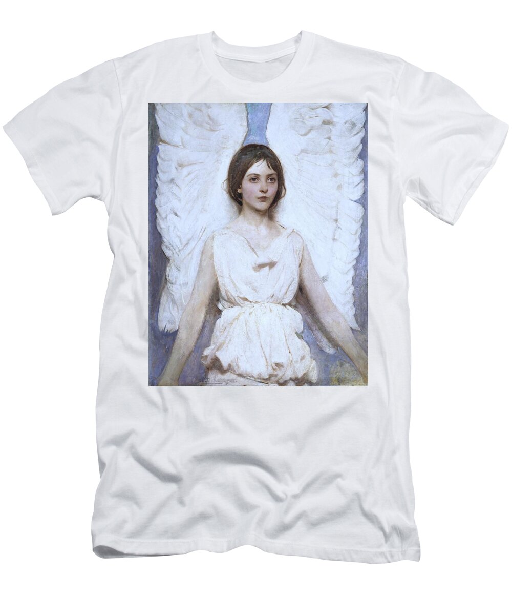 Abbott Handerson Thayer T-Shirt featuring the painting Abbott Handerson Thayer Angel 1886 by Movie Poster Prints