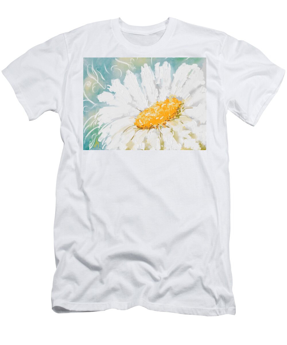 Daisy T-Shirt featuring the painting Abstract daisy by Veronica Minozzi