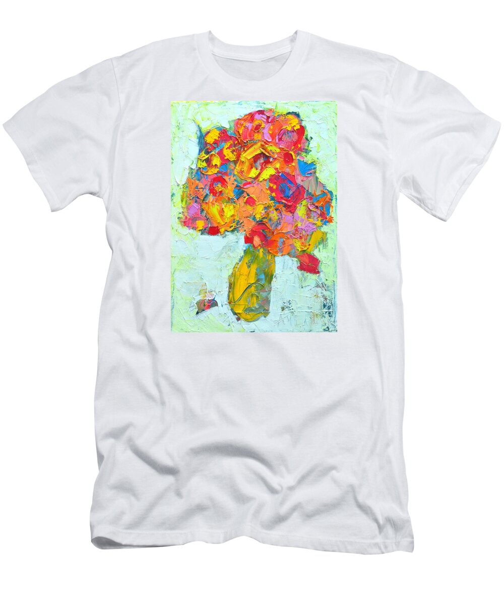 Abstract T-Shirt featuring the painting Abstract Floral Impression 7 by Ana Maria Edulescu