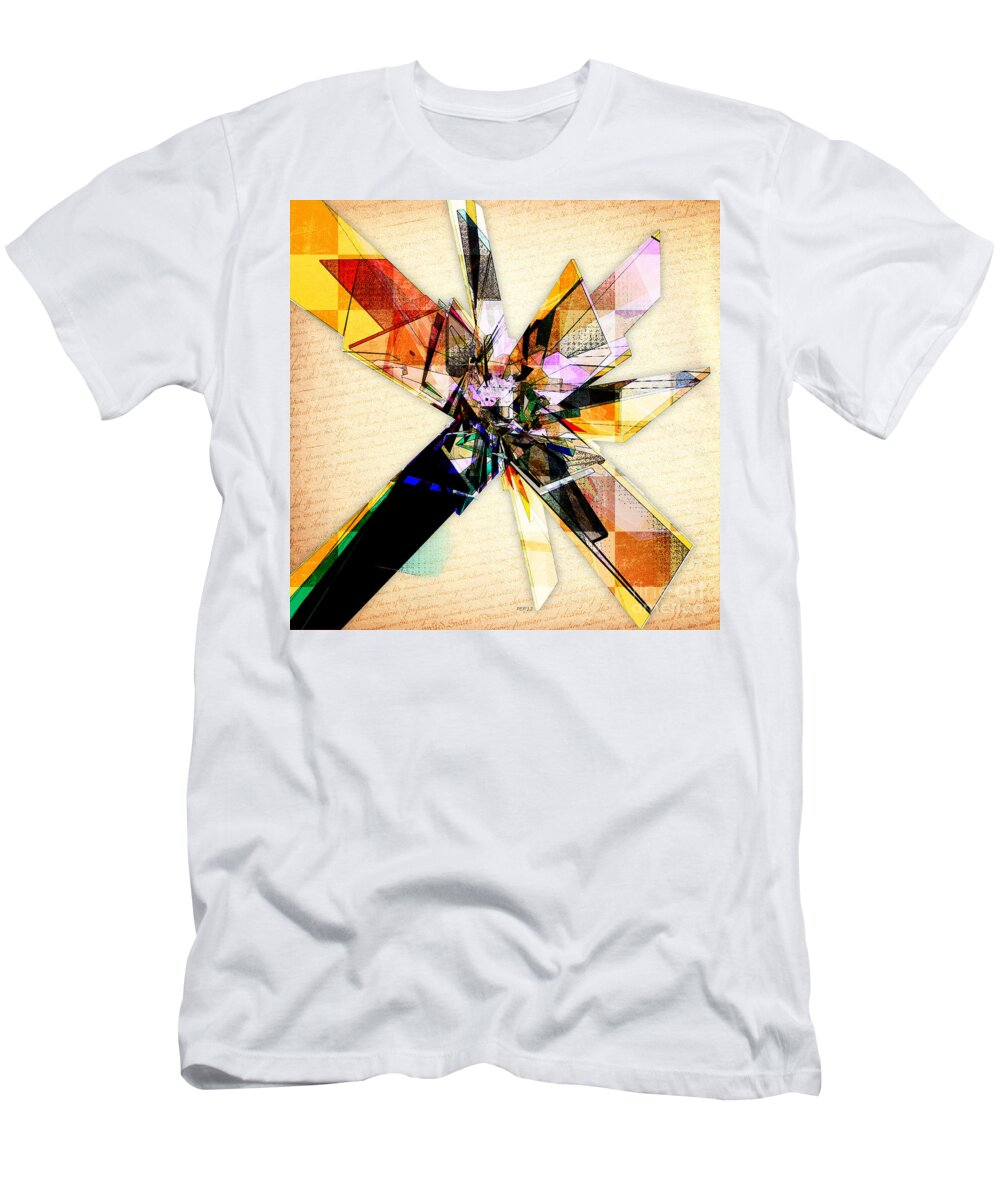 Abstract T-Shirt featuring the digital art Abstract Geometric Collage by Phil Perkins