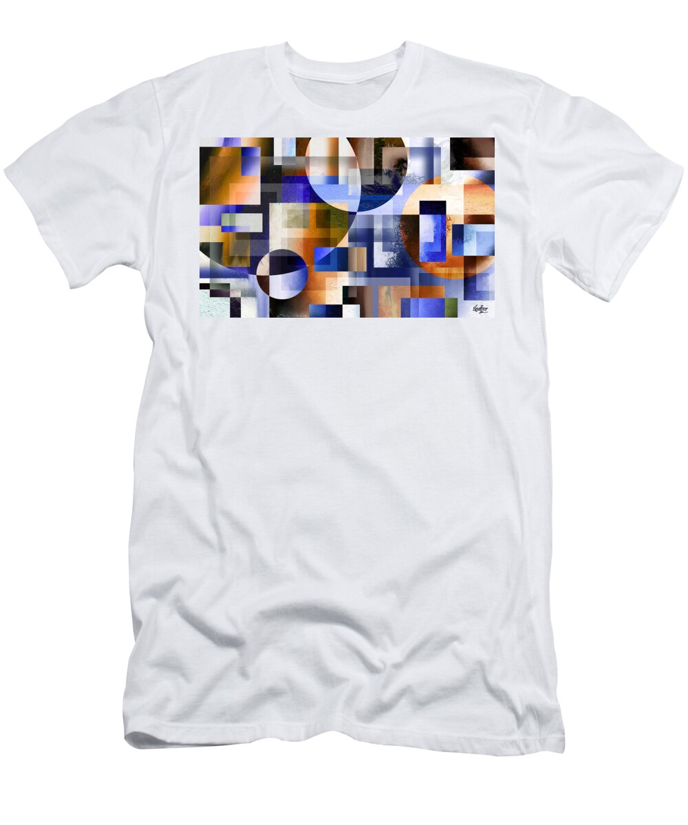 Abstract T-Shirt featuring the painting Abstract In Blue by Curtiss Shaffer