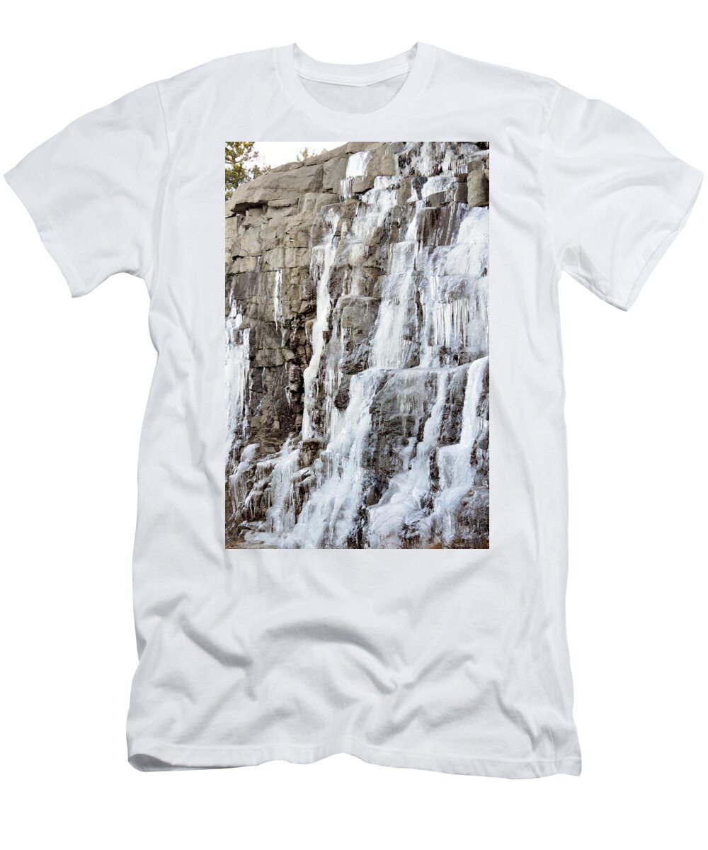 Acadia T-Shirt featuring the photograph Acadia Ice Falls by Lena Hatch