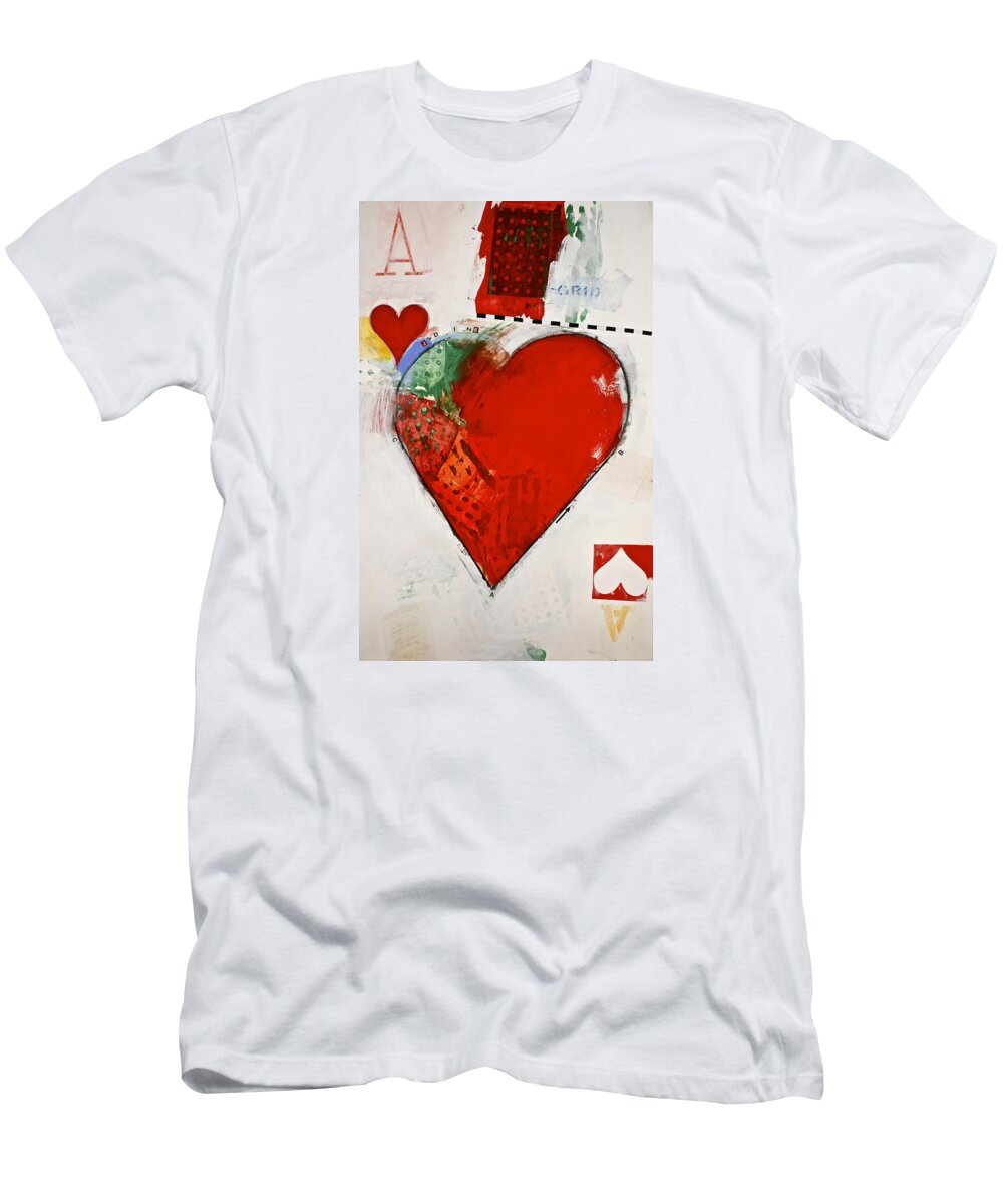 Acrylic T-Shirt featuring the painting Ace of Hearts 8-52 by Cliff Spohn