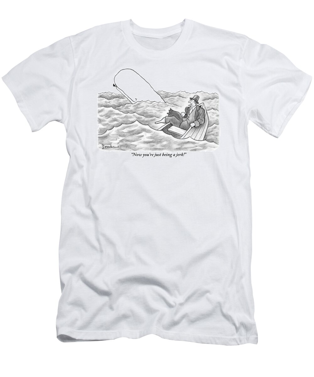 Moby-dick T-Shirt featuring the drawing Ahab In A Rowboat by David Borchart