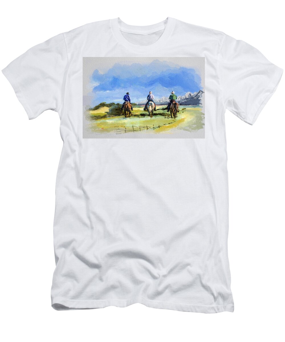 Alberta T-Shirt featuring the painting Alberta Landscape 03 by Mahnoor Shah