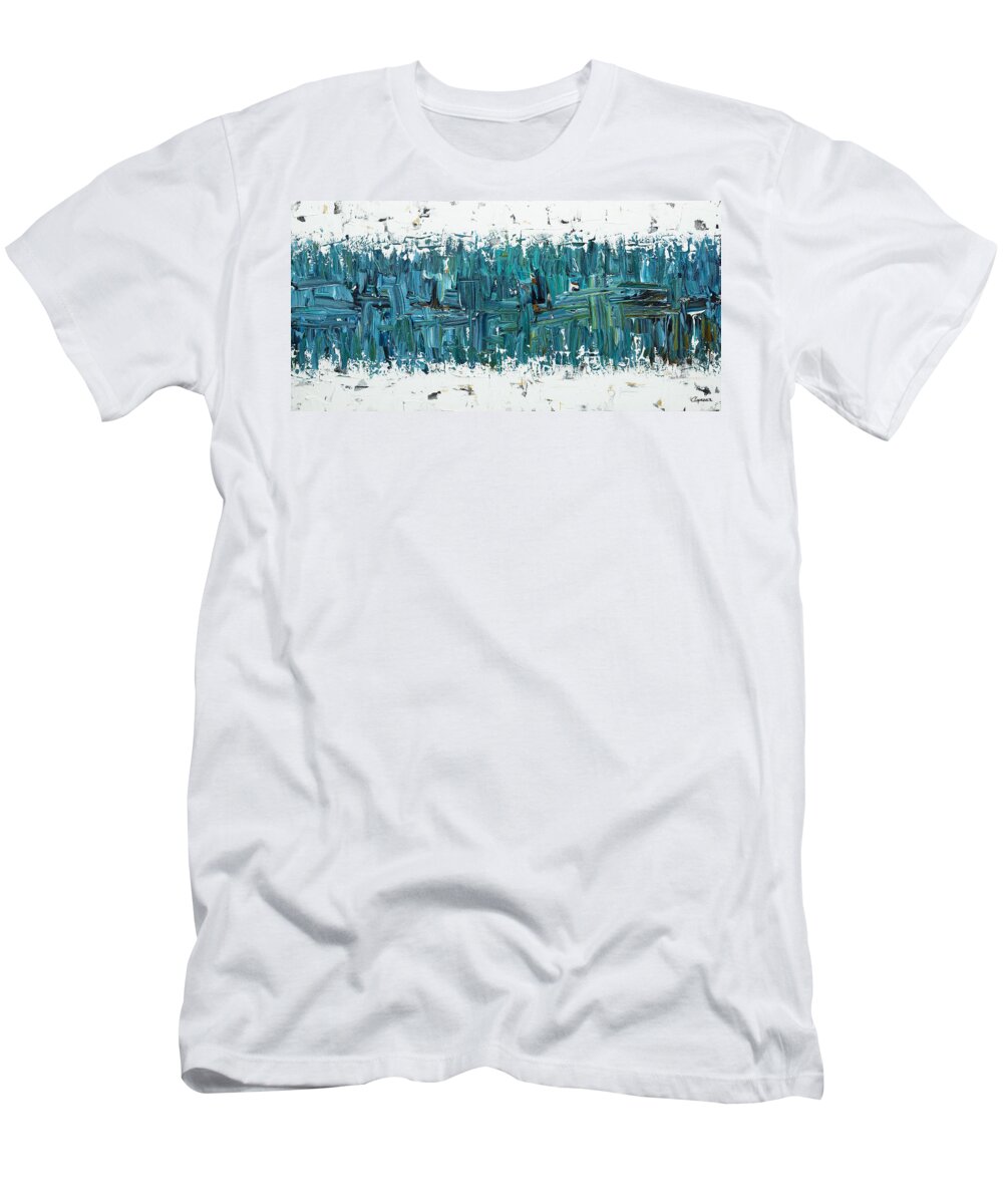 Blue T-Shirt featuring the painting All In by Carmen Guedez