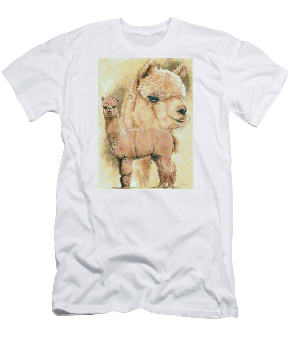 Alpaca T-Shirt featuring the mixed media Alpaca by Barbara Keith