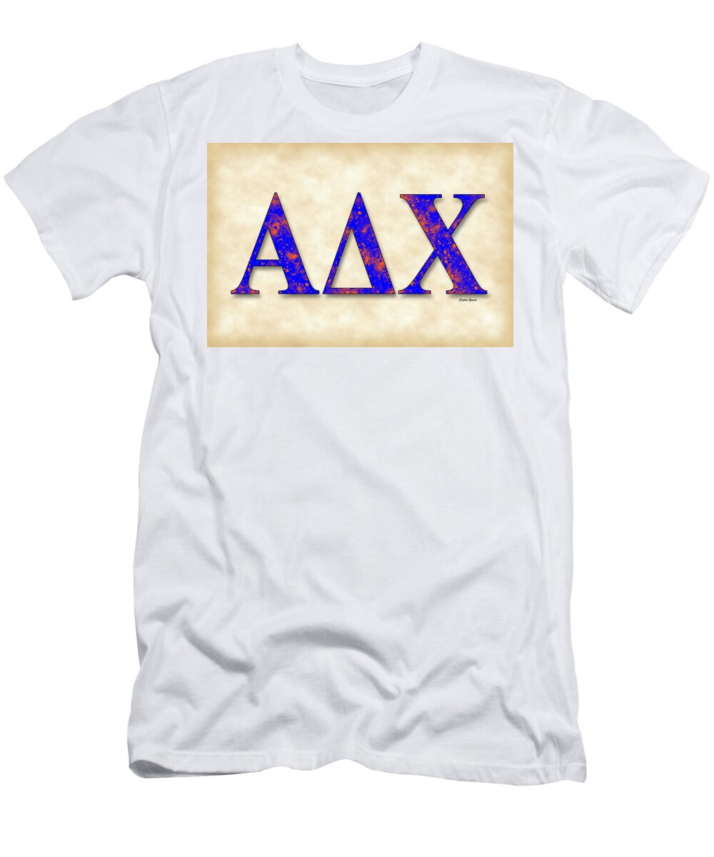 Alpha Delta Chi T-Shirt featuring the digital art Alpha Delta Chi - Parchment by Stephen Younts