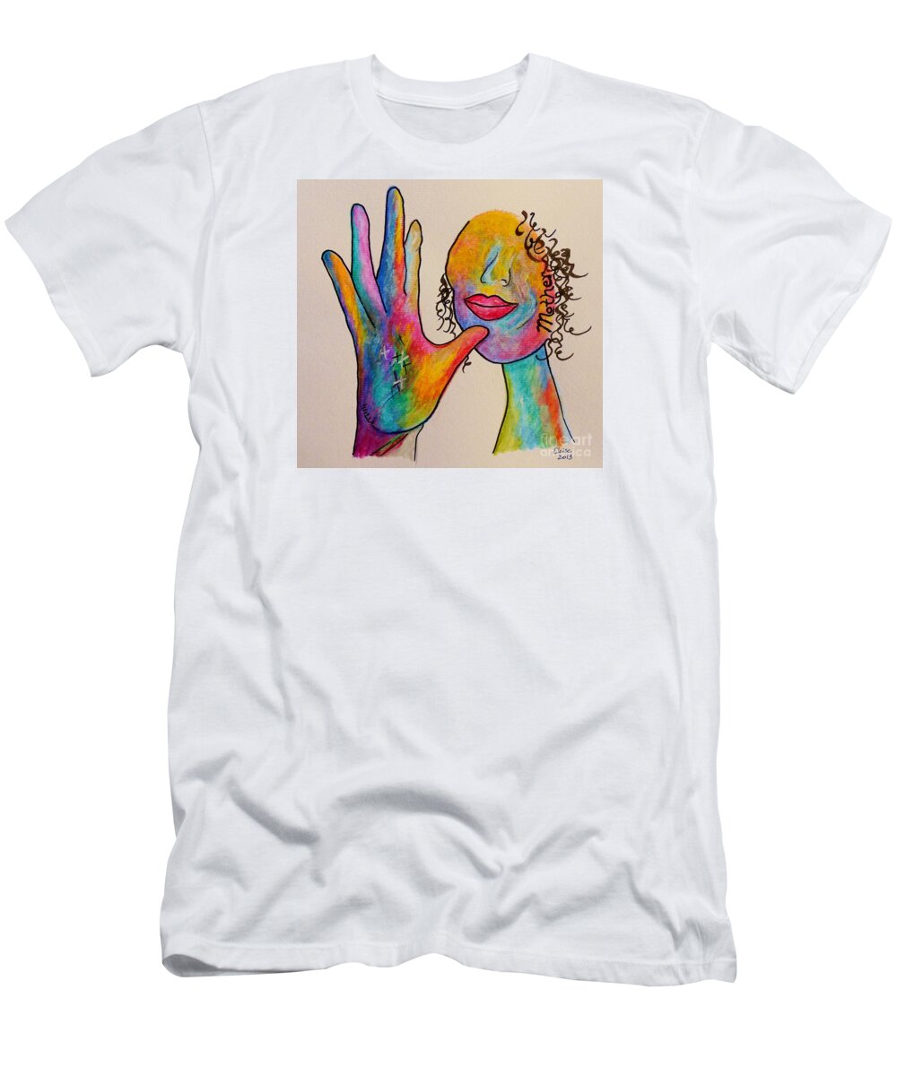 Watercolor T-Shirt featuring the painting American Sign Language . . . MOTHER by Eloise Schneider Mote