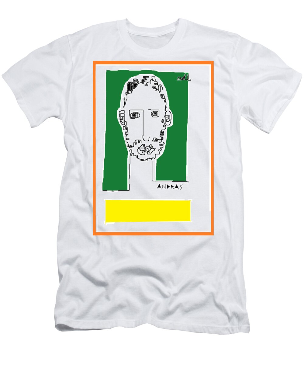 Classical Man T-Shirt featuring the painting Andras Green Yellow and Orange by Anita Dale Livaditis