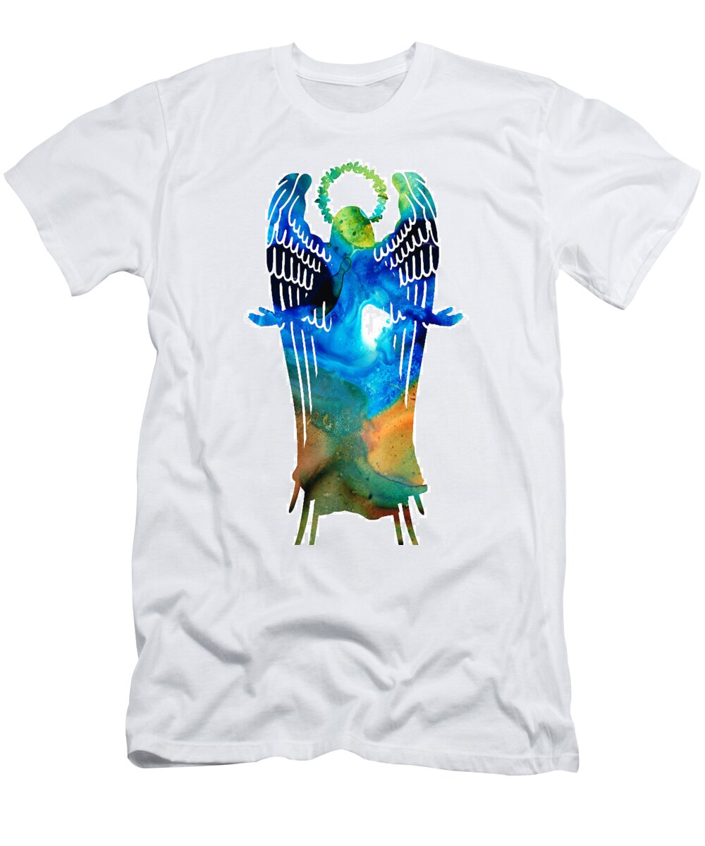 Guardian T-Shirt featuring the painting Angel of Light - Spiritual Art Painting by Sharon Cummings