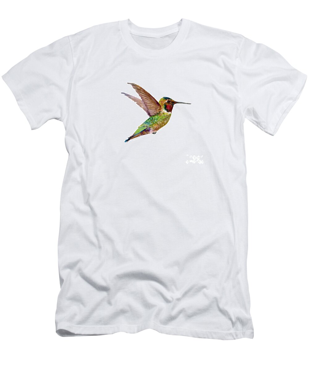 Bird T-Shirt featuring the painting Anna Hummingbird by Amy Kirkpatrick