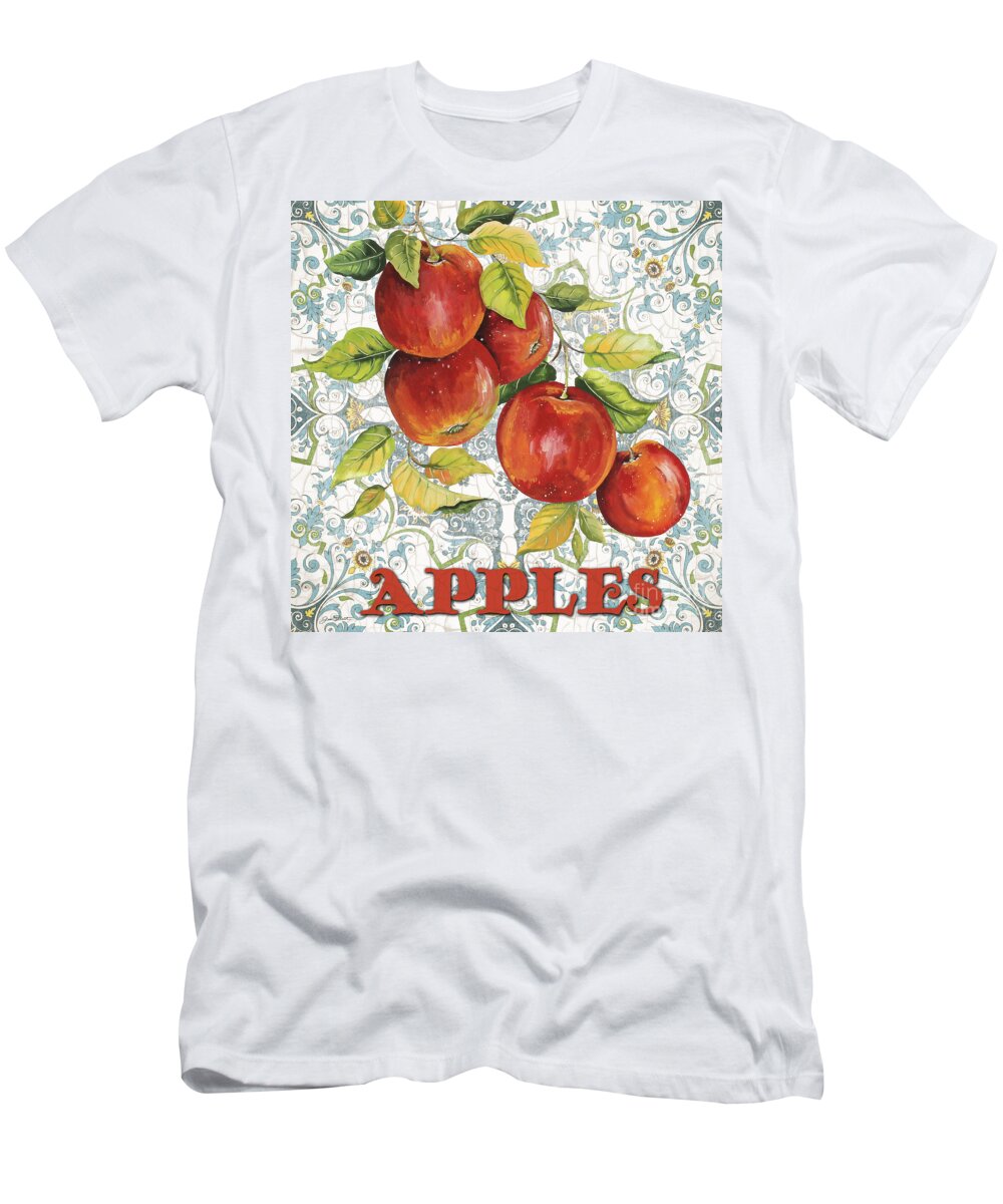 Painting T-Shirt featuring the painting Apples on Damask by Jean Plout