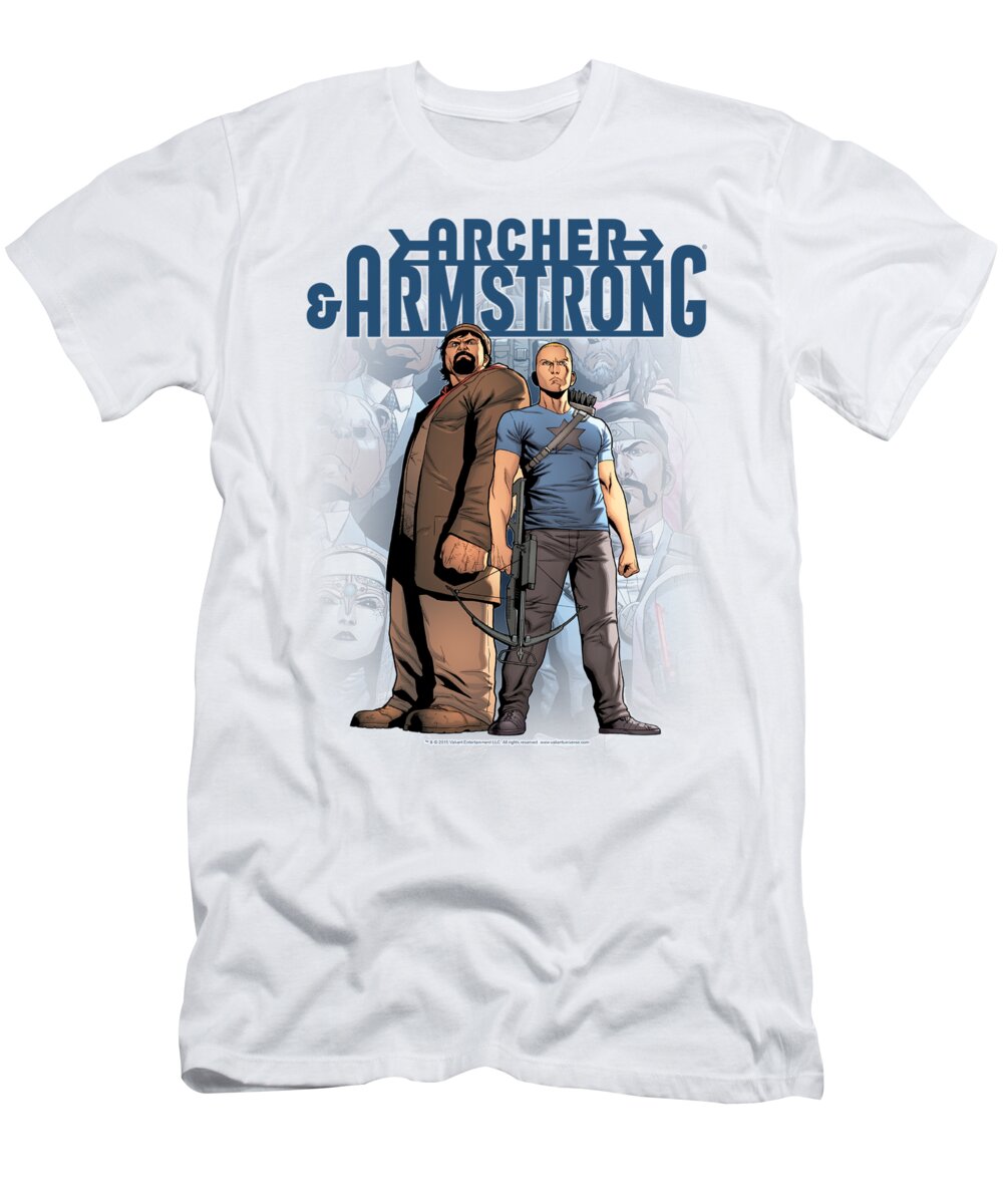  T-Shirt featuring the digital art Archer And Armstrong - Two Against All by Brand A