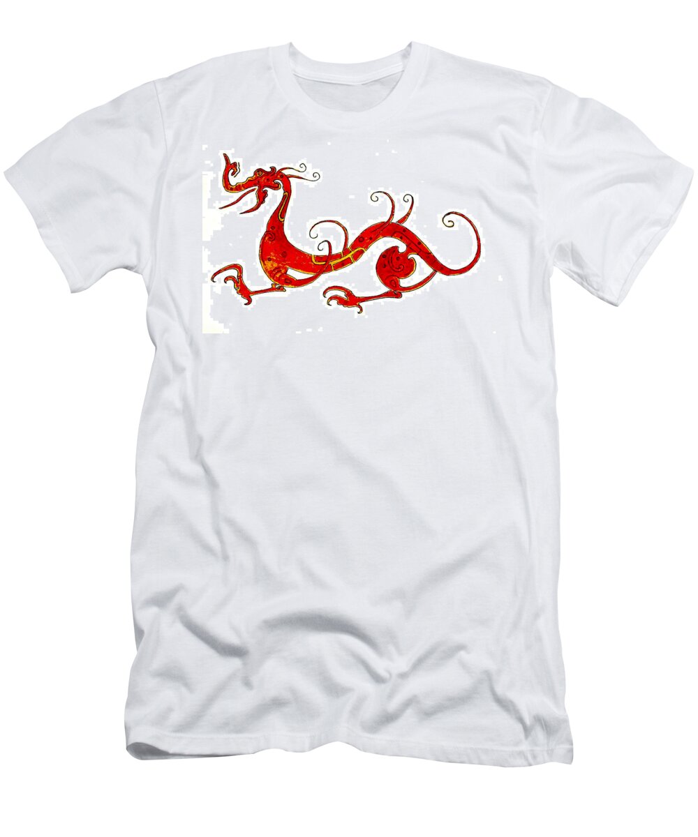 Asia T-Shirt featuring the painting Asian Dragon by Michael Vigliotti