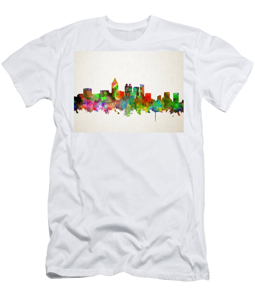 Atlanta T-Shirt featuring the painting Atlanta Skyline Watercolor by Bekim M