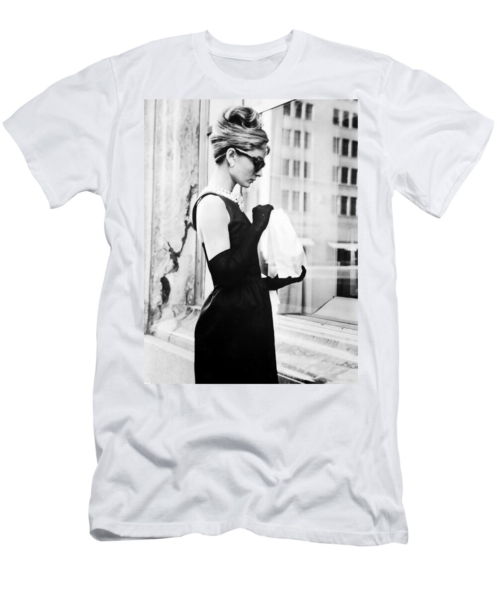 Audrey Hepburn T-Shirt featuring the photograph Audrey at Tiffanys by Audrey Hepburn