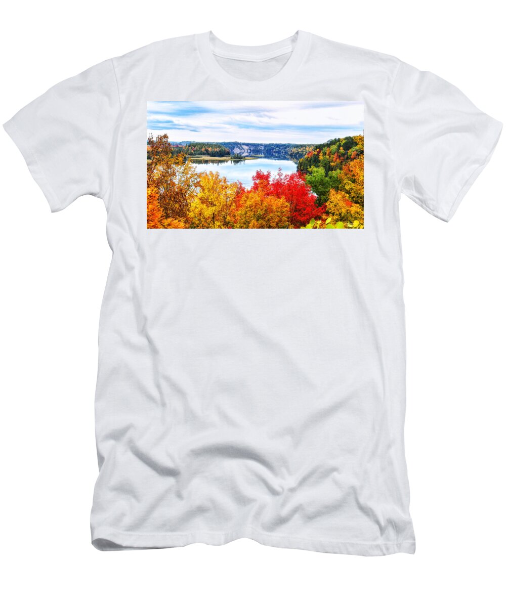 Ausable River In Autumn T-Shirt featuring the photograph AuSable River in Autumn by Peg Runyan