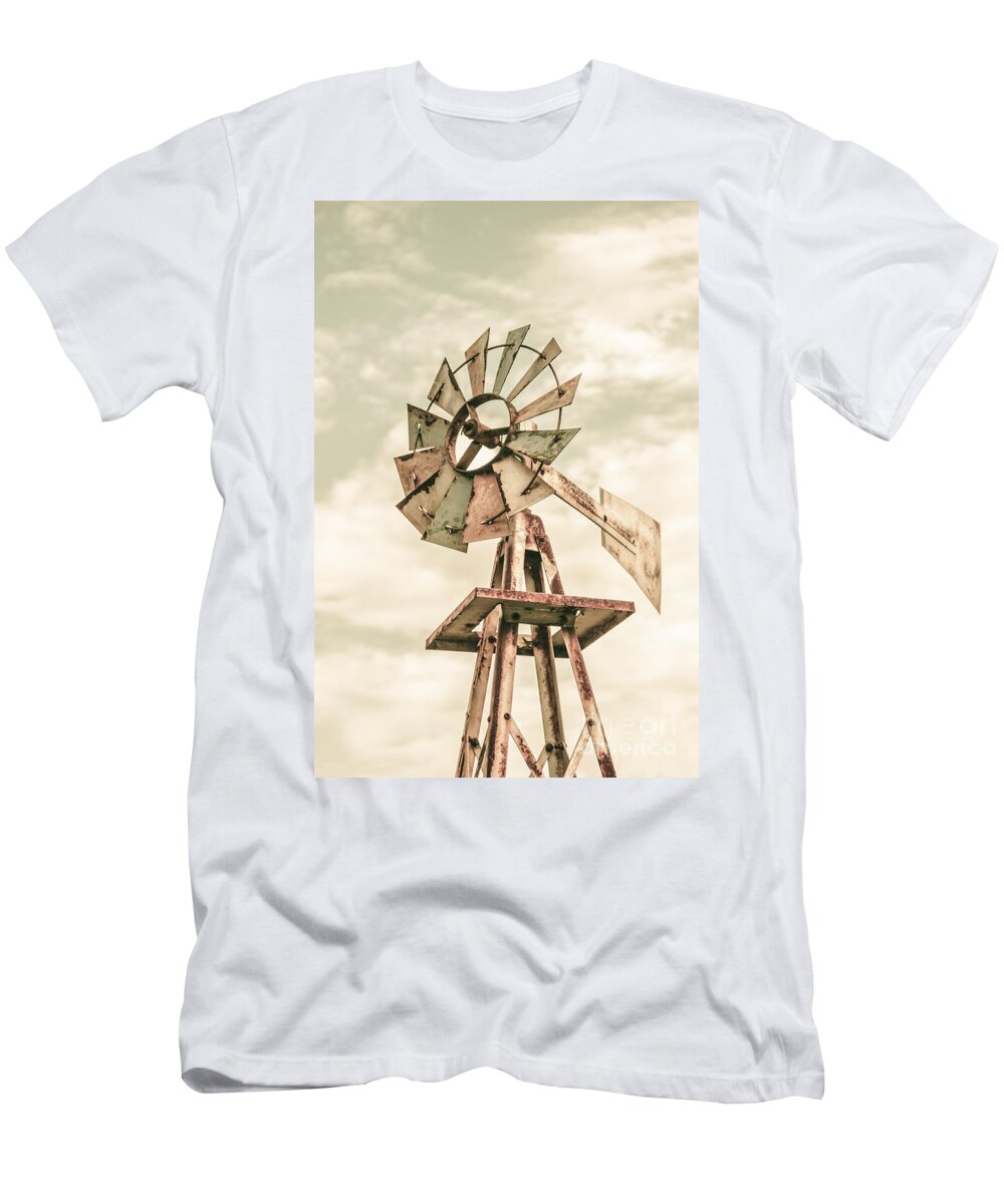 Outback T-Shirt featuring the photograph Australian Aermotor windmill by Jorgo Photography