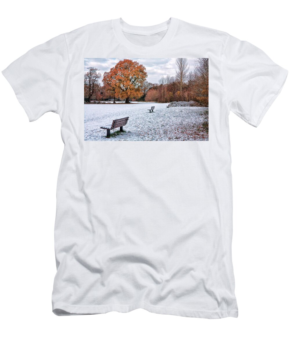 Shirley Mitchell T-Shirt featuring the photograph Autumn meet Winter by Shirley Mitchell