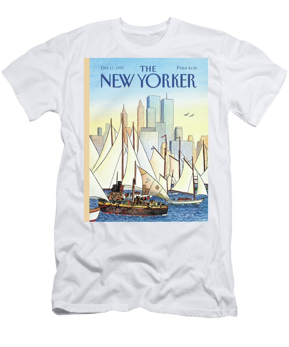 Back In The New World T-Shirt featuring the painting Back In The New World by Jacques de Loustal