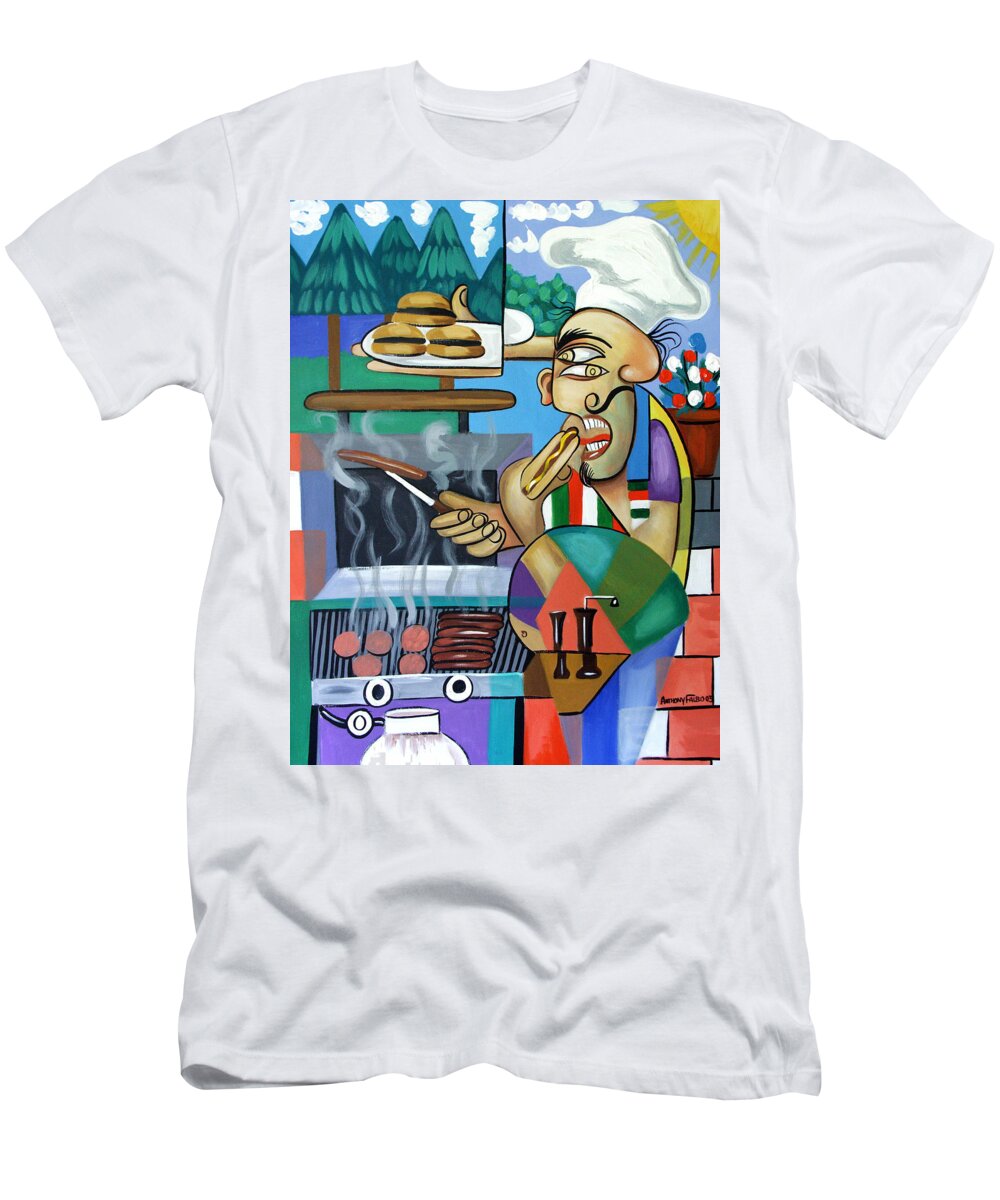 Back Yard Chef T-Shirt featuring the painting Backyard Chef by Anthony Falbo