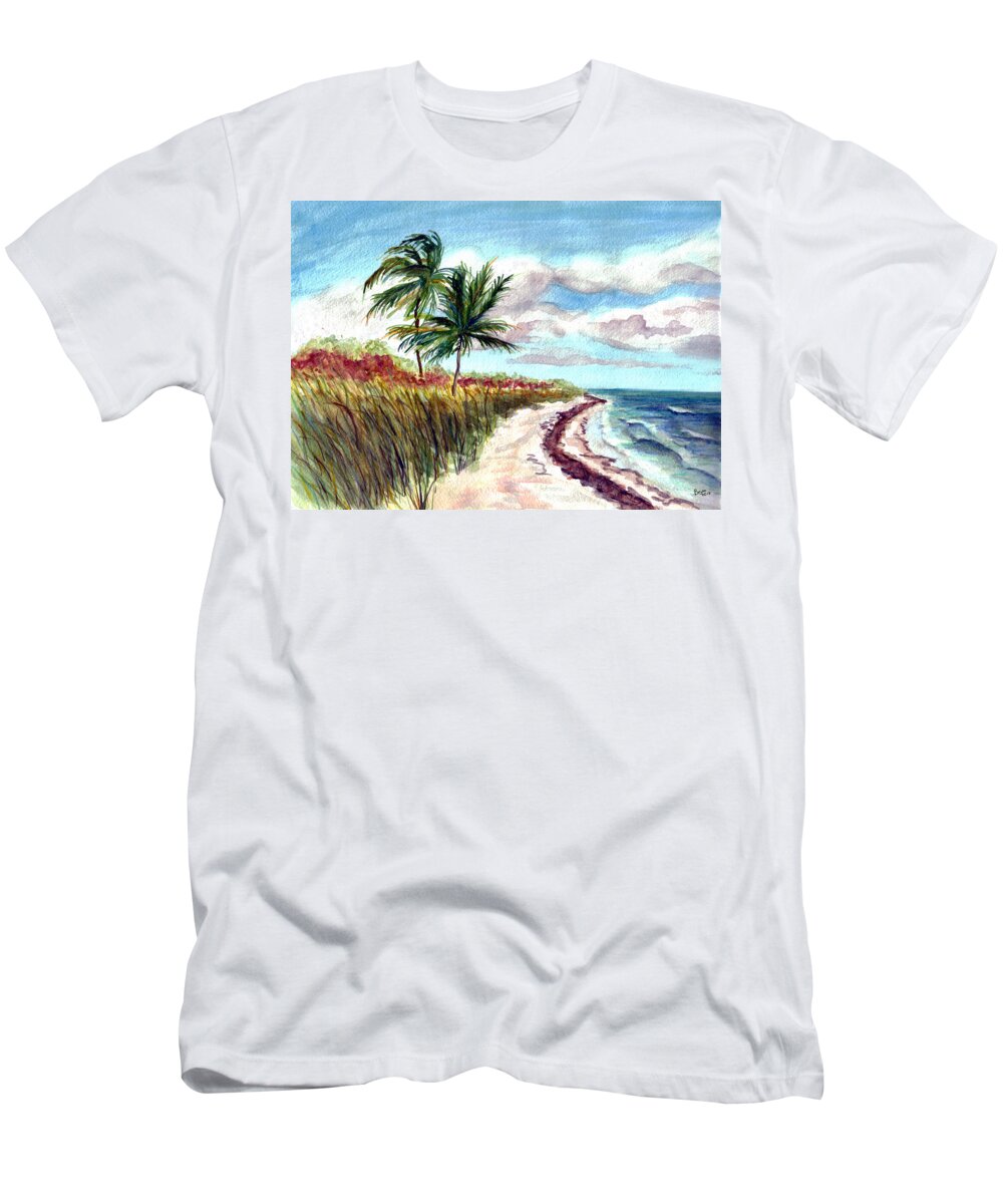Florida T-Shirt featuring the painting Bahia Honda State Park by Clara Sue Beym