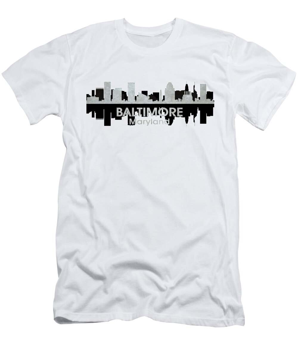 City Silhouette T-Shirt featuring the digital art Baltimore MD 4 by Angelina Tamez