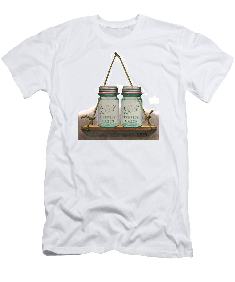 Ball Jars T-Shirt featuring the painting Balls To The Wall by Ferrel Cordle