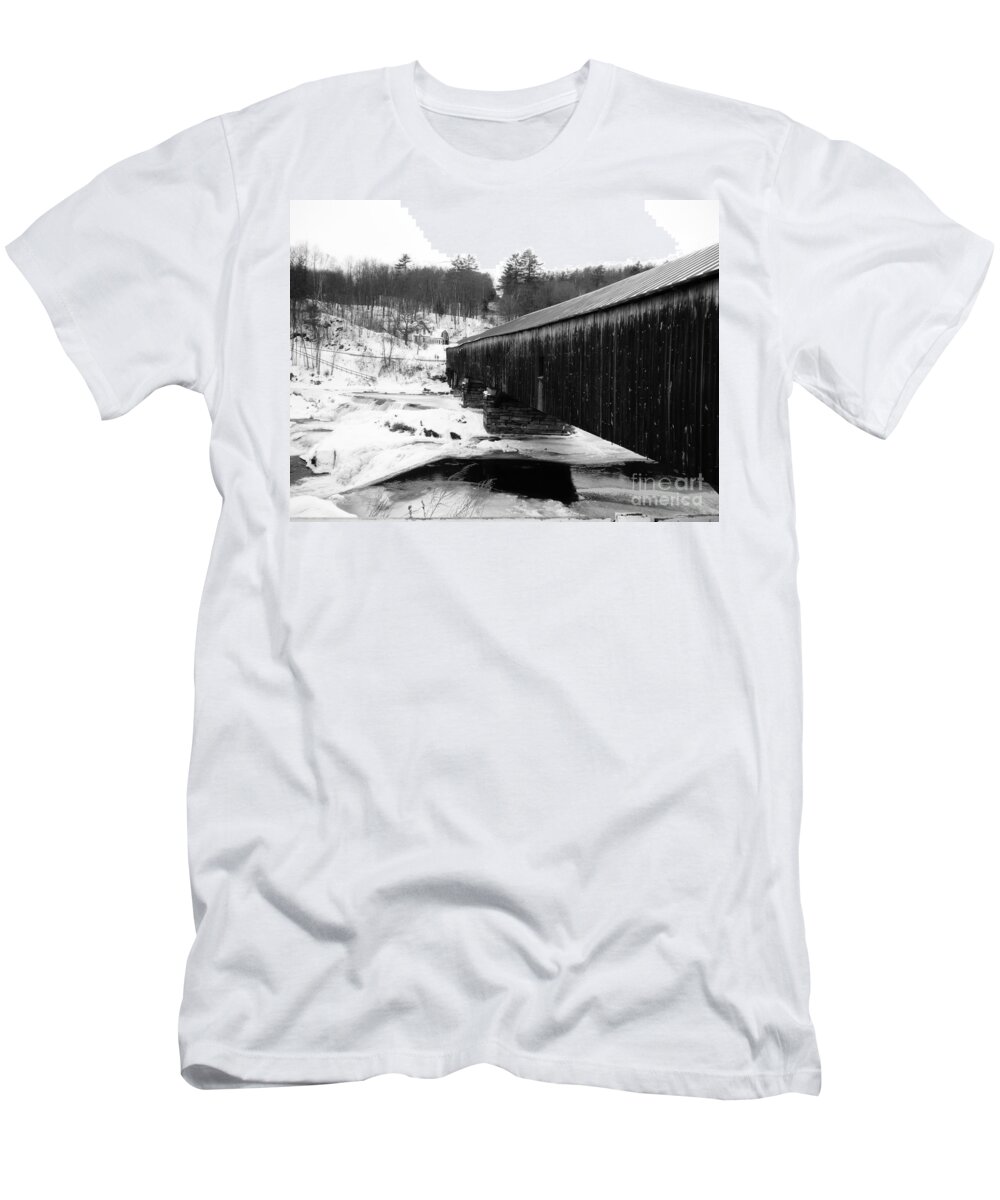 Barbara Bardzik T-Shirt featuring the photograph Bath Covered Bridge by Barbara Bardzik