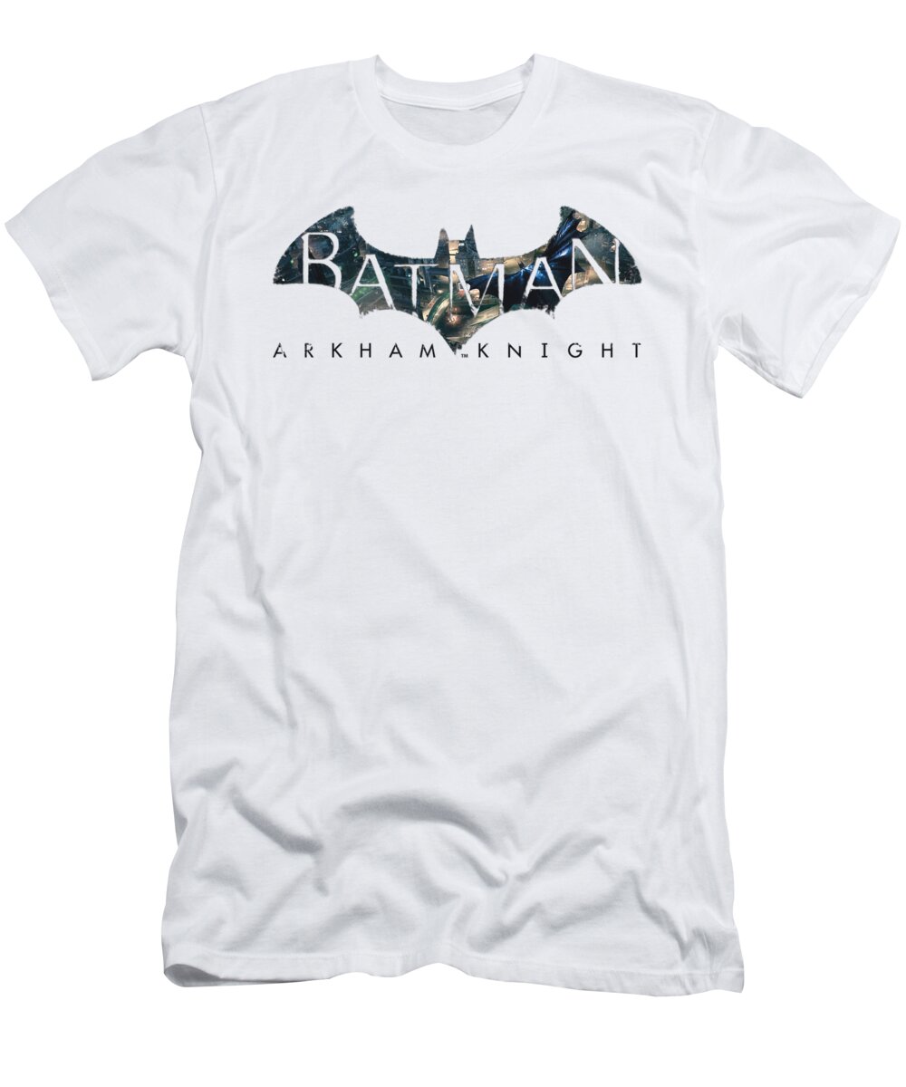  T-Shirt featuring the digital art Batman Arkham Knight - Descending Logo by Brand A
